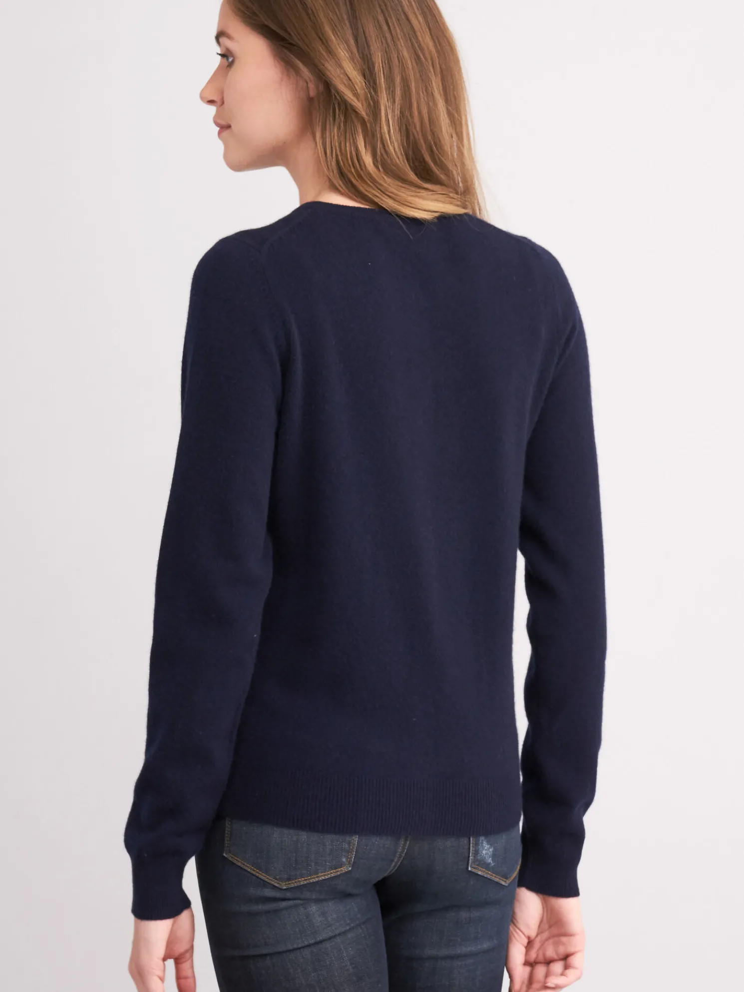 Basic Cashmere Cardigan Met Ronde Hals