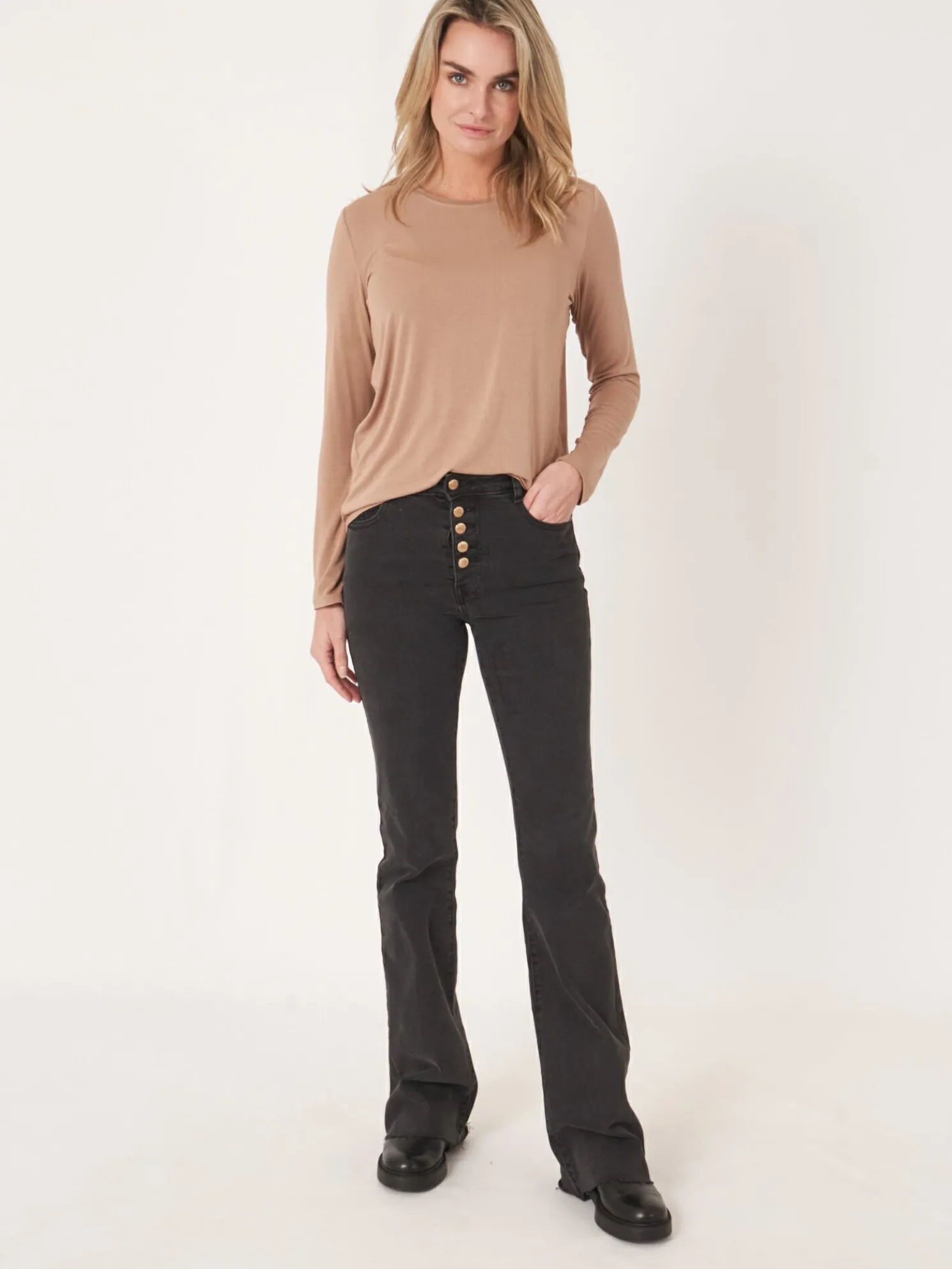 Basic Damestop Met Lange Mouwen