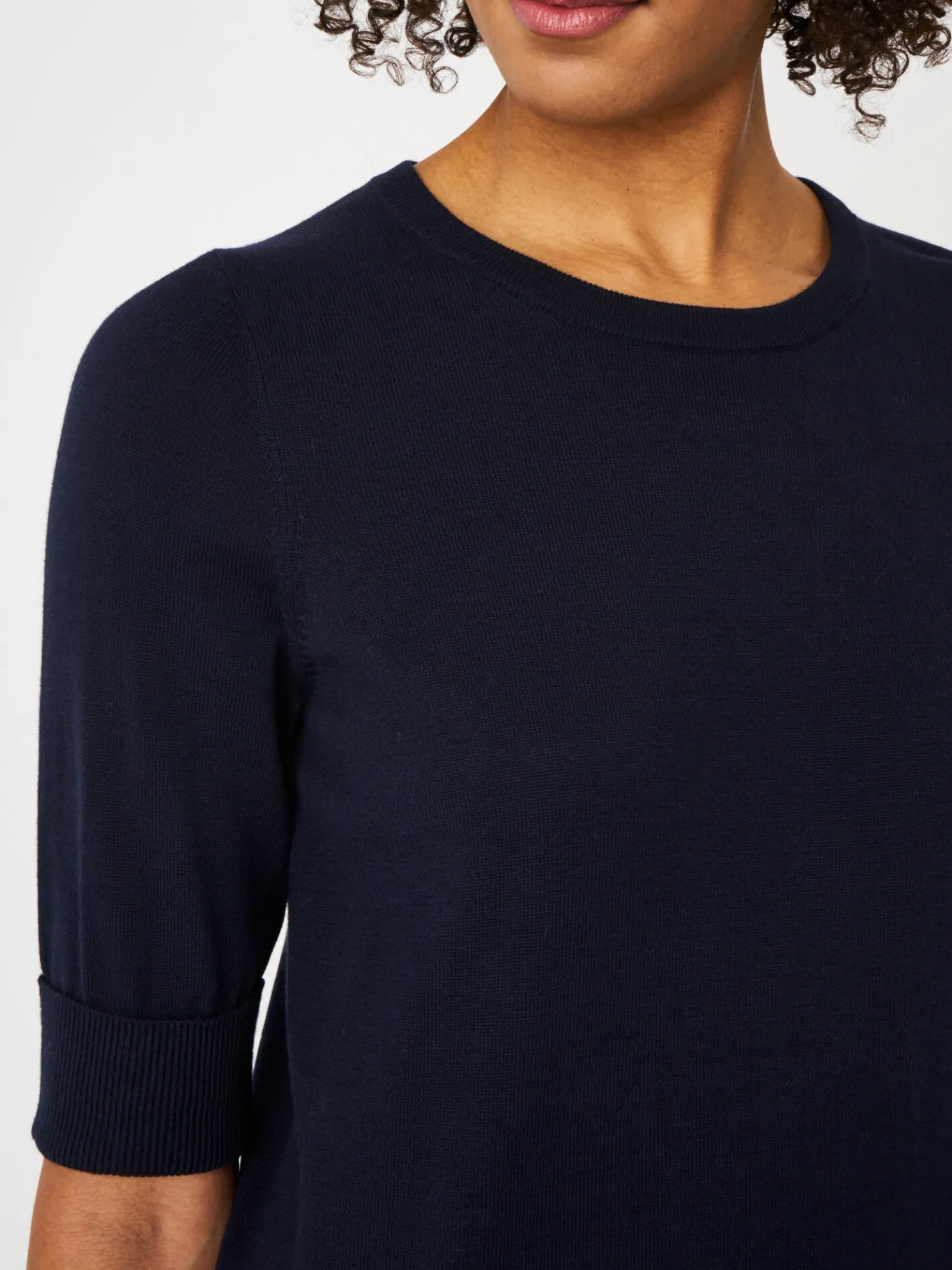 Basic Fijngebreide Trui Met Korte Mouwen