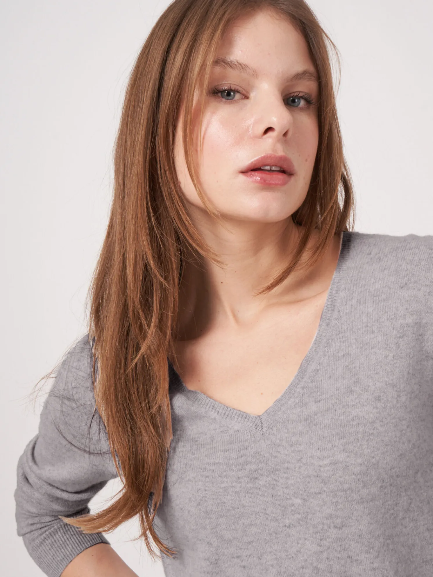 Basic Organisch Cashmere V-Hals Trui