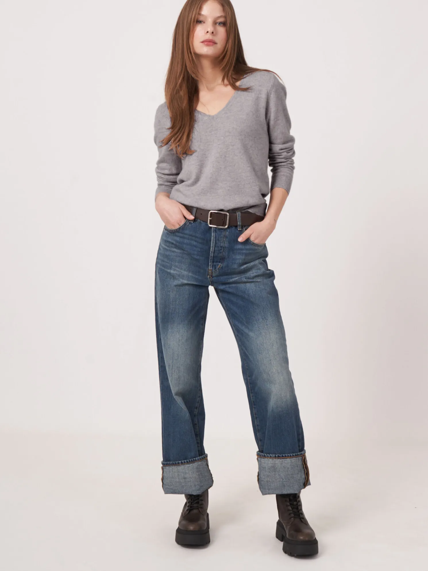 Basic Organisch Cashmere V-Hals Trui