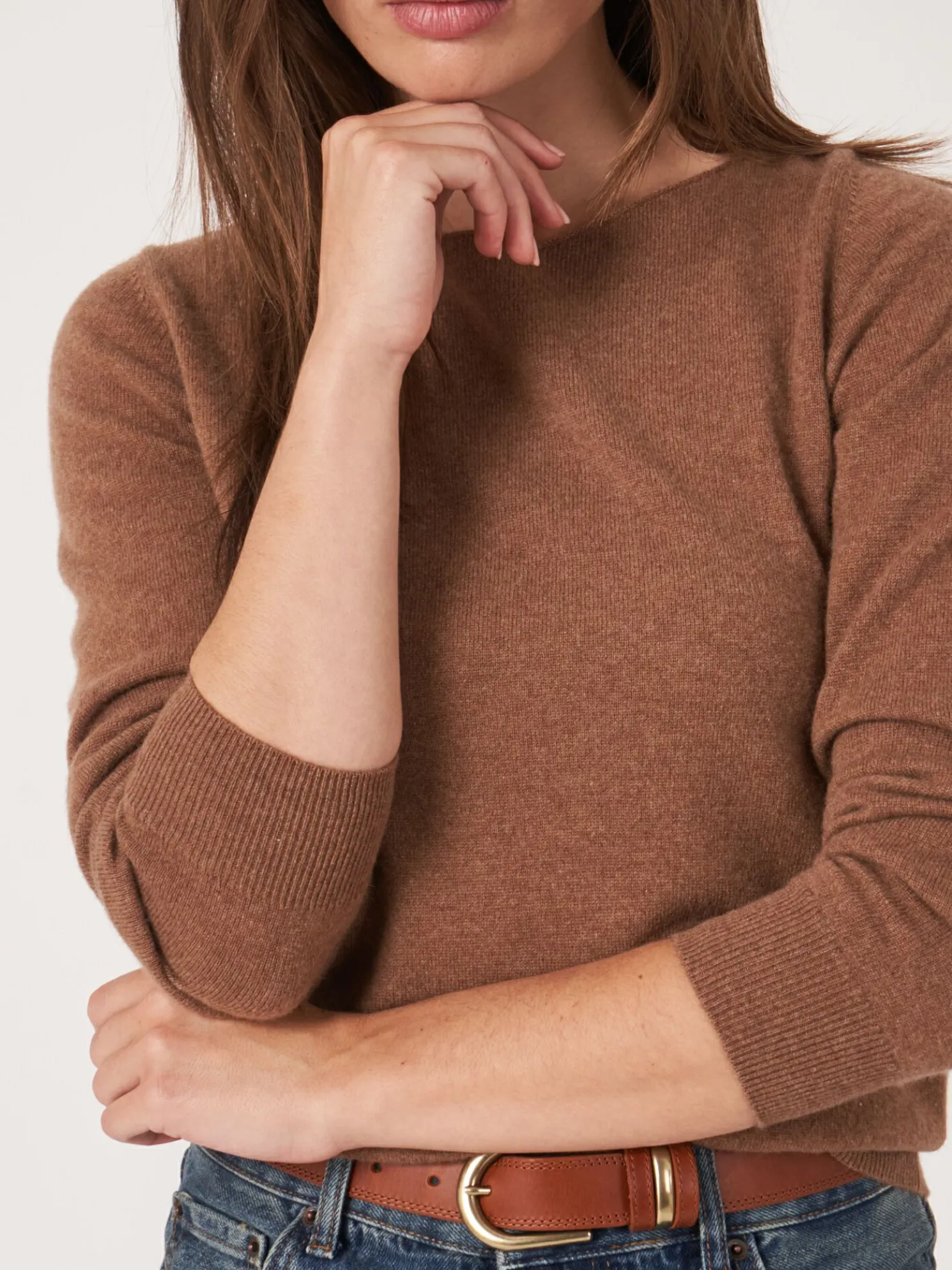 Basic Organisch Cashmere Boothals Trui