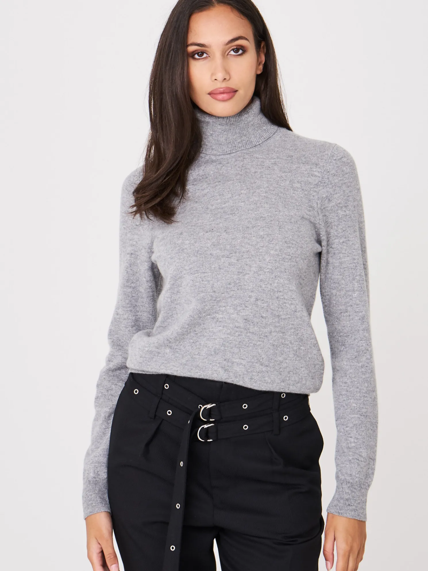 Basic Organisch Cashmere Trui Met Rolkraag