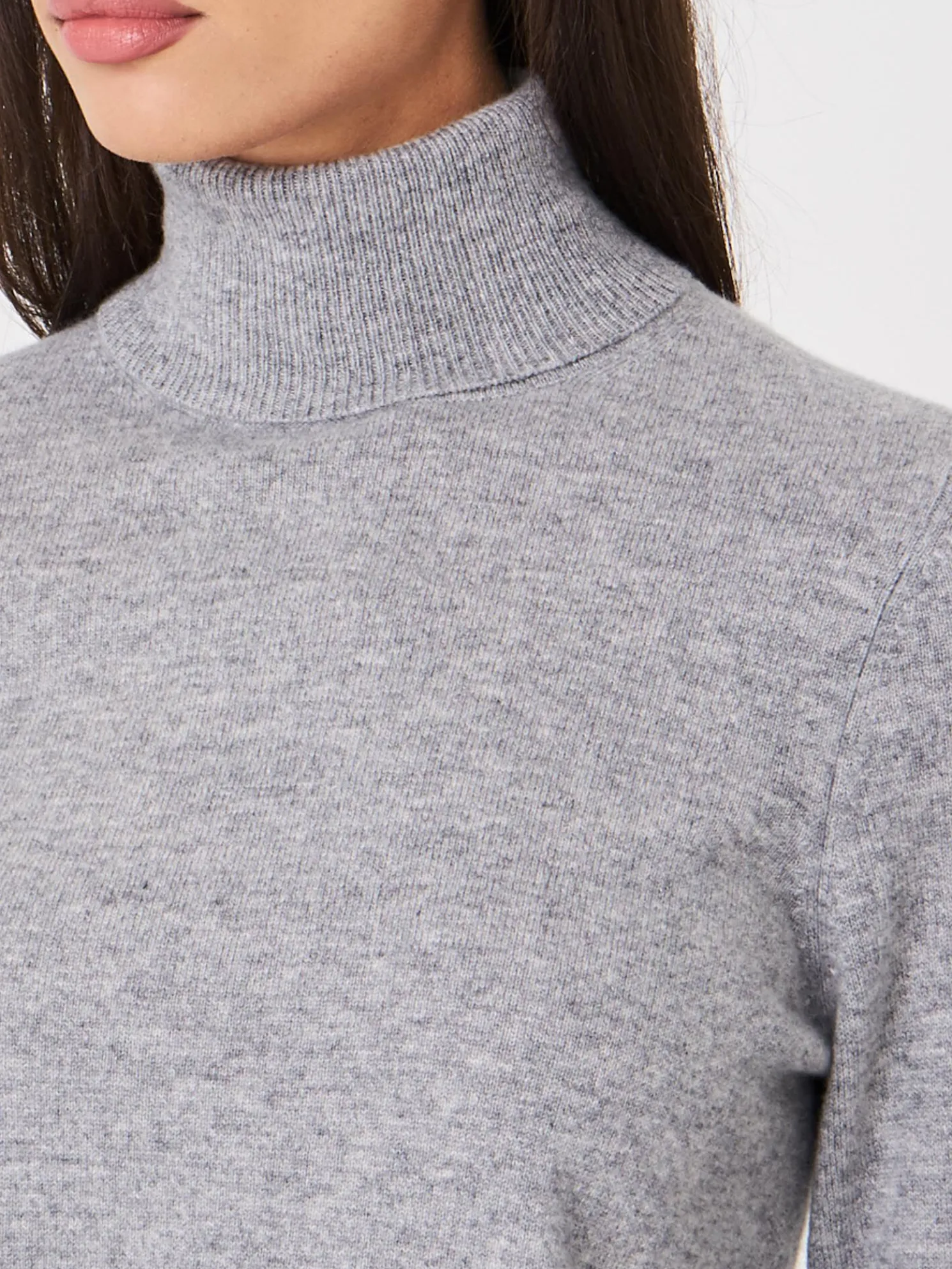 Basic Organisch Cashmere Trui Met Rolkraag