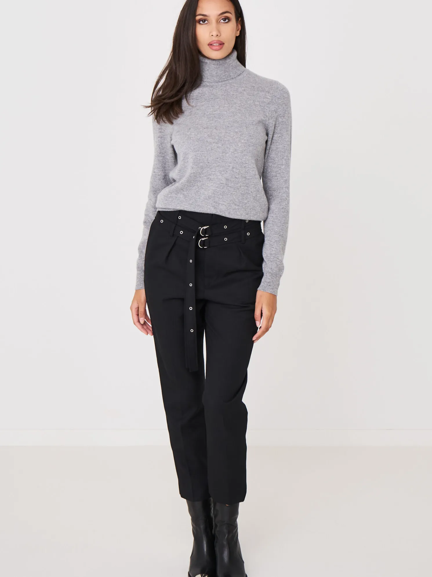 Basic Organisch Cashmere Trui Met Rolkraag