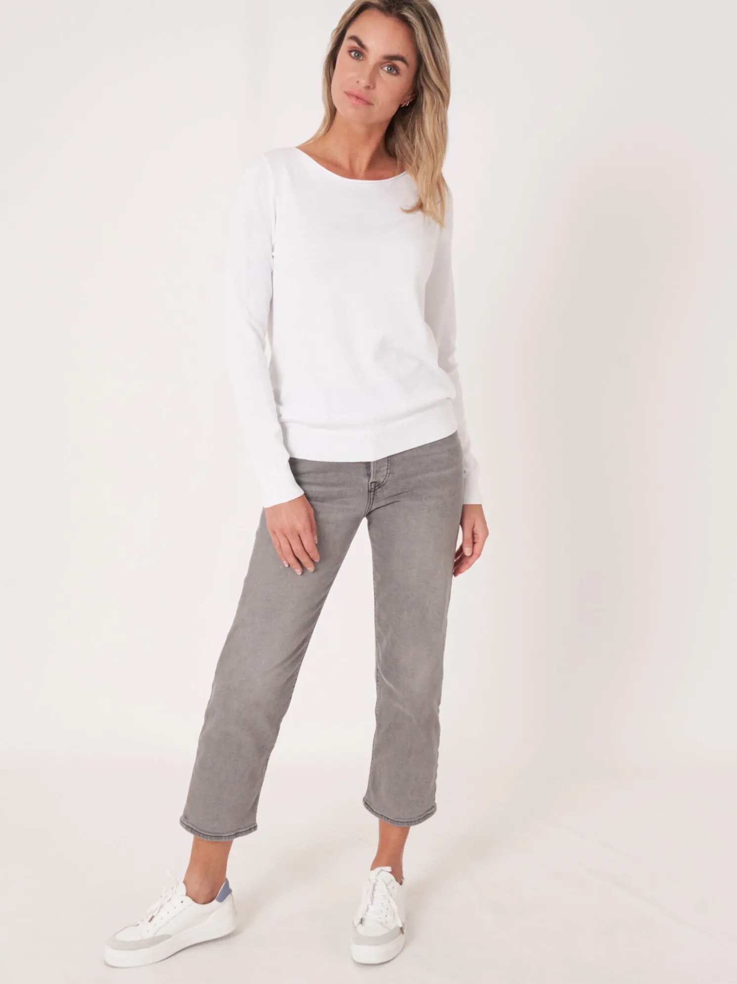 Basic Trui Met Lange Mouwen In Katoenmix