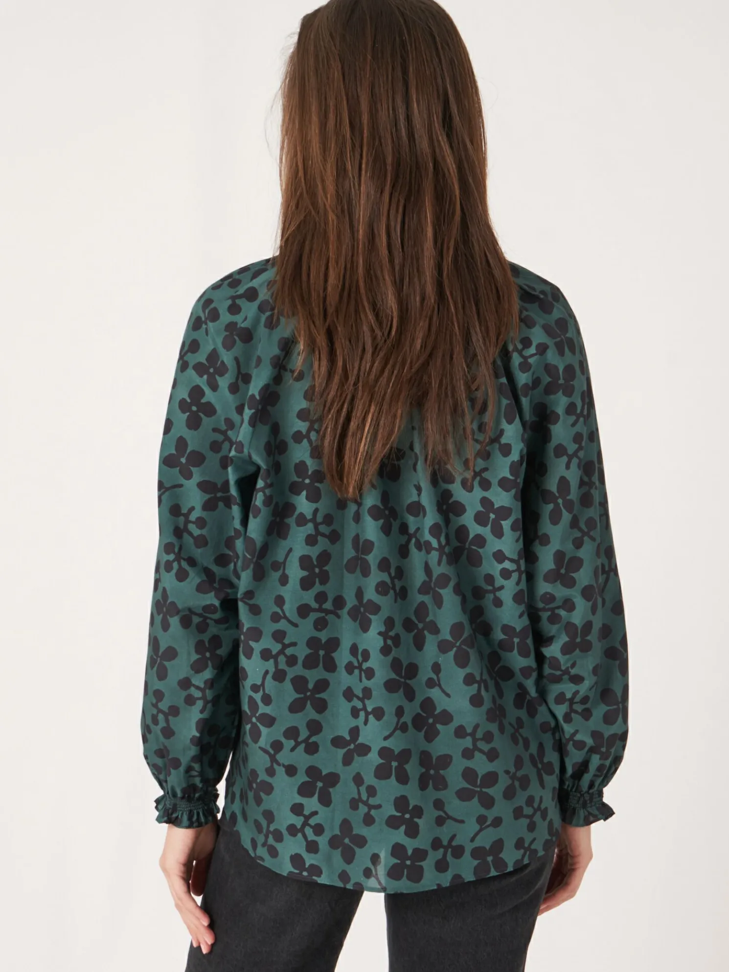 Blouse Met Bloemenprint Van Katoen-Zijde-Mix