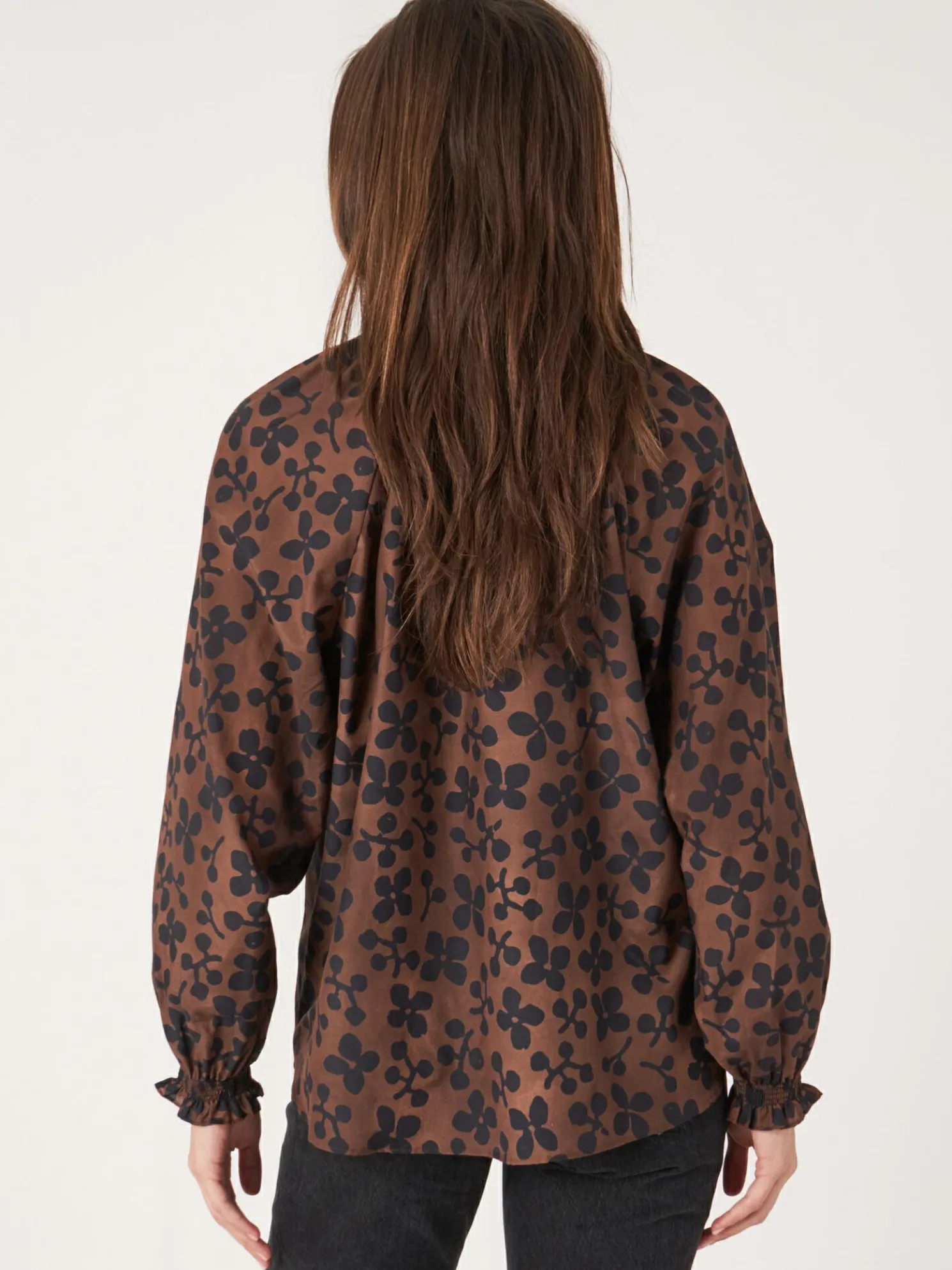 Blouse Met Bloemenprint Van Katoen-Zijde-Mix