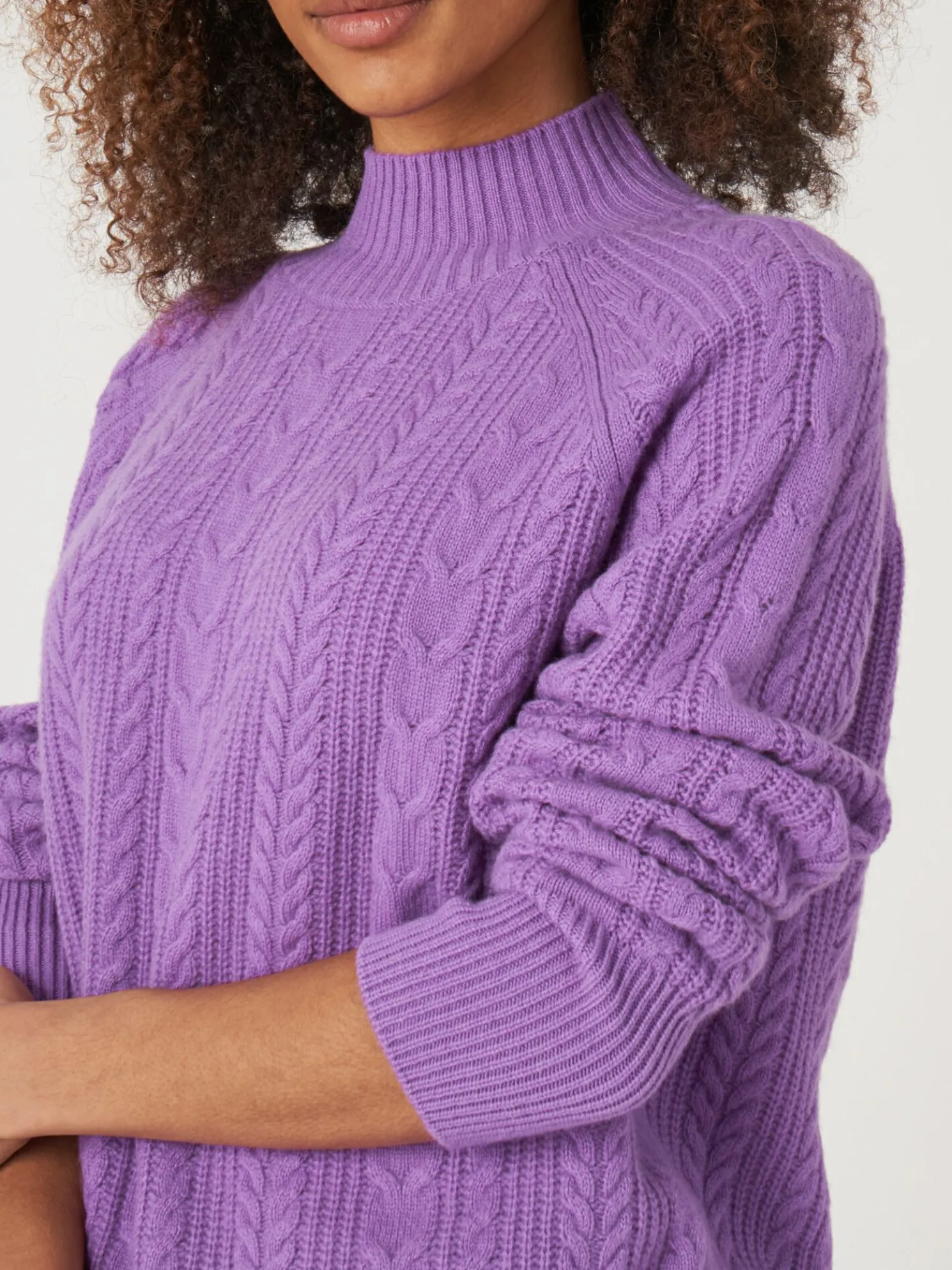 Cashmere Kabeltrui Met Raglanmouwen