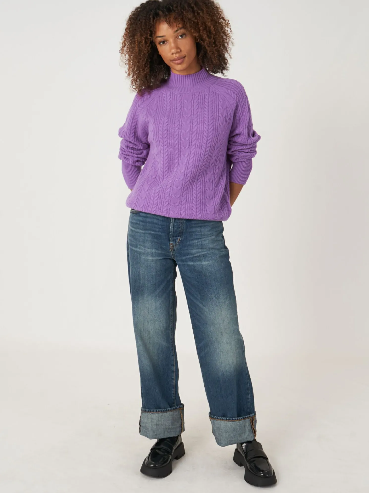 Cashmere Kabeltrui Met Raglanmouwen