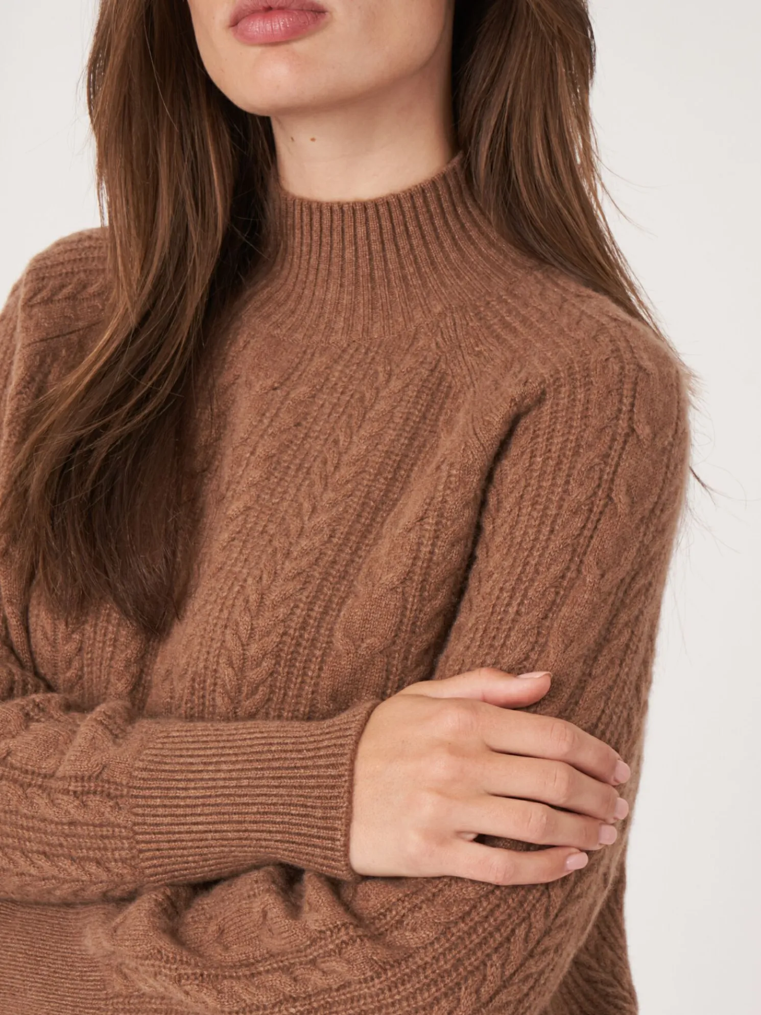 Cashmere Kabeltrui Met Raglanmouwen