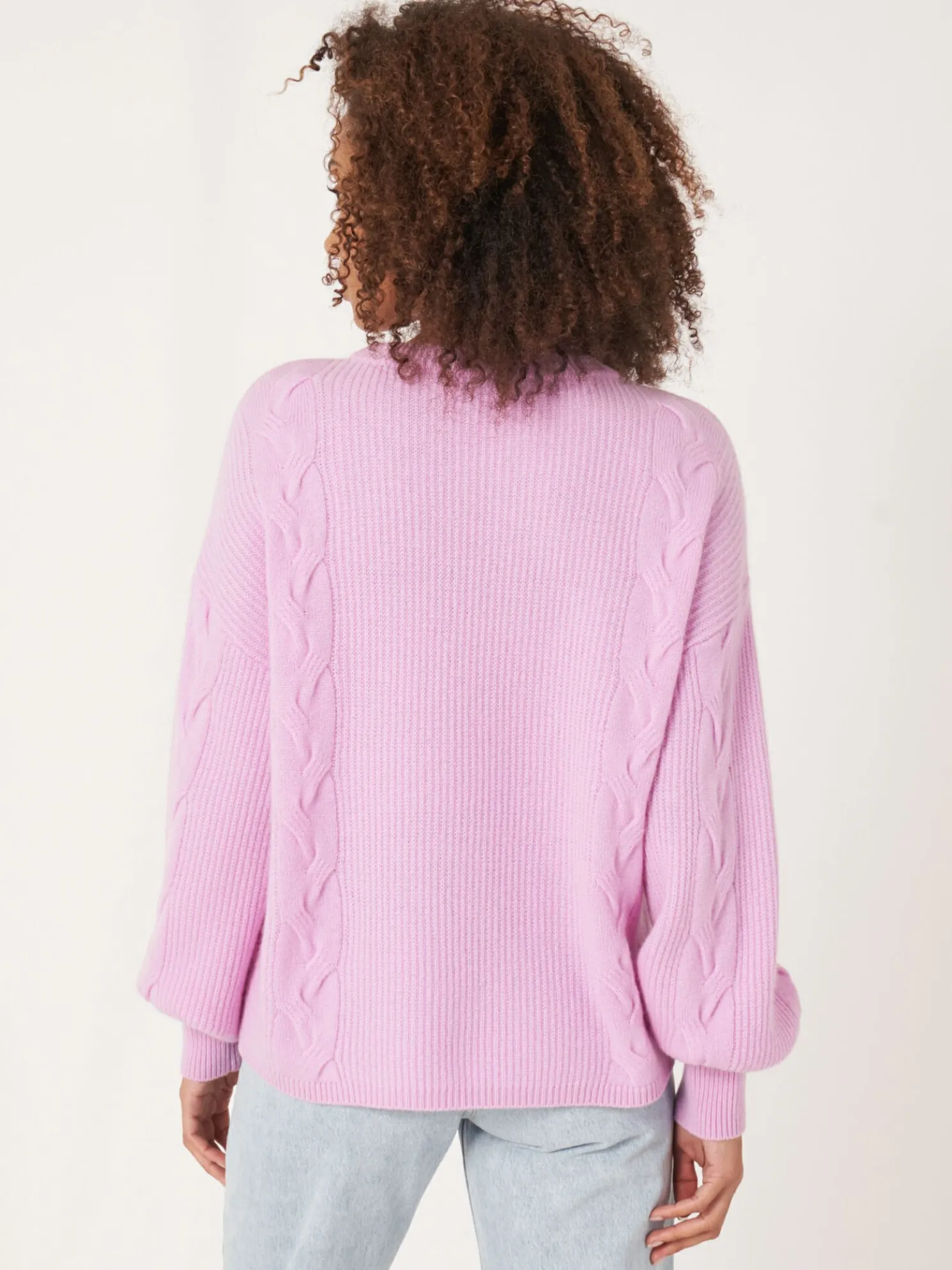 Cashmere Pullover Met Textuur En Pofmouwen