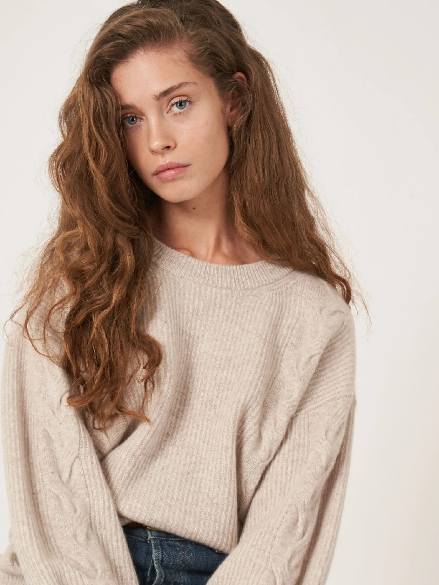Cashmere Pullover Met Textuur En Pofmouwen