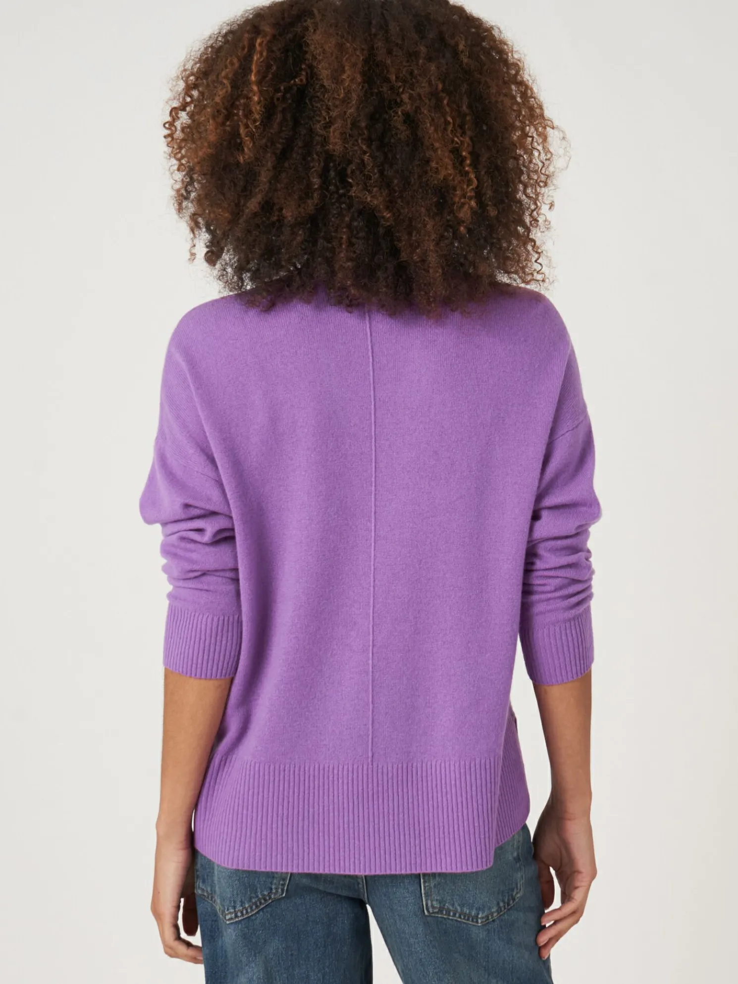 Cashmere Trui Met V-Hals En Zijsplitten