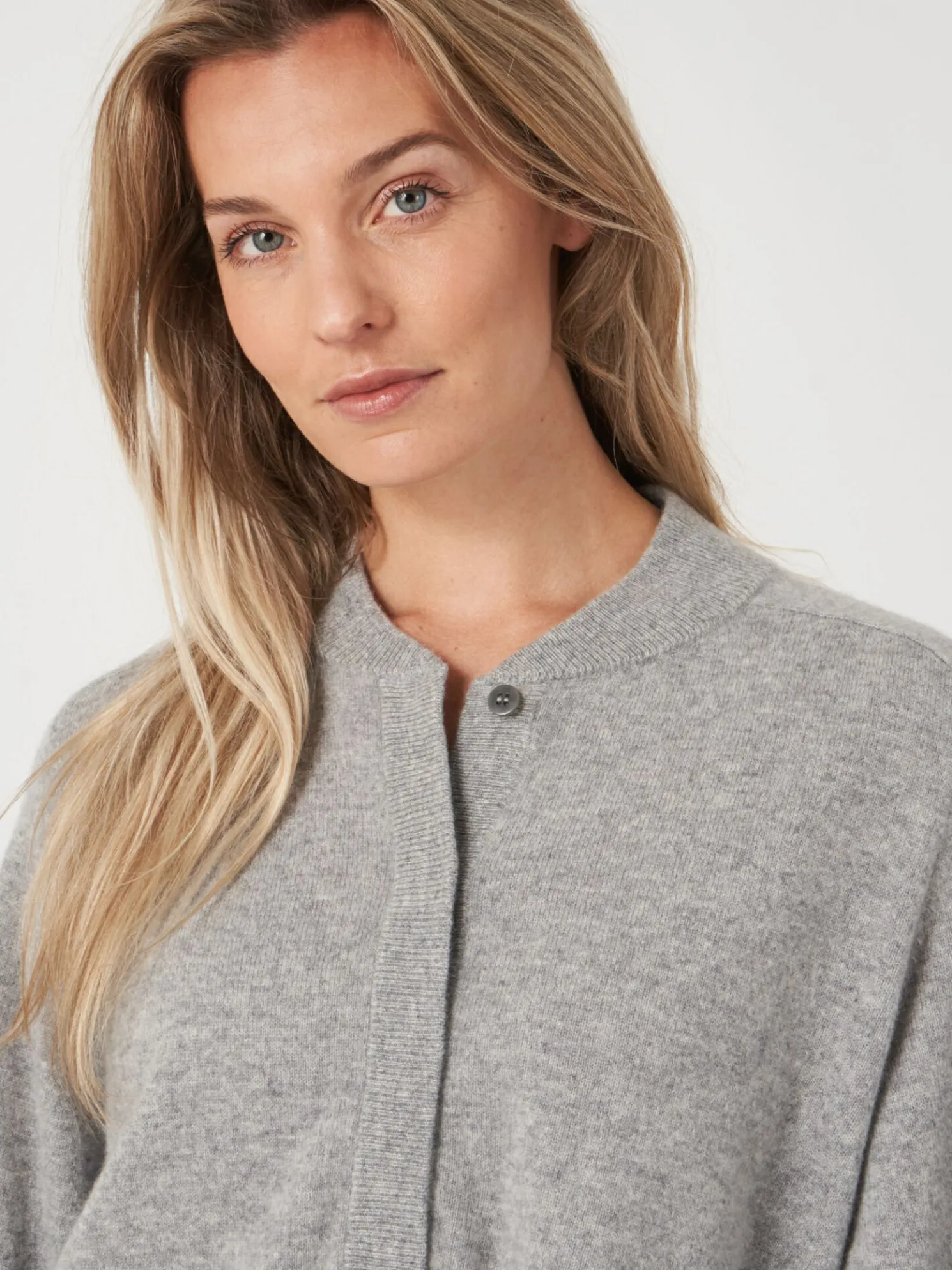 Cashmere Trui Met Baseballkraag En Halve Knoopsluiting