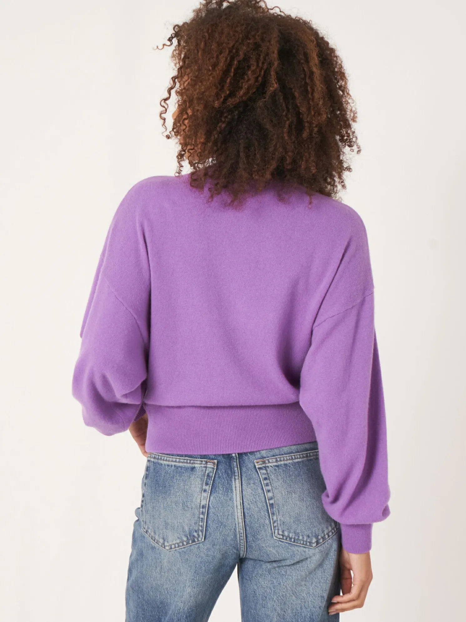 Cashmere Trui Met Diepe Geribde V-Hals