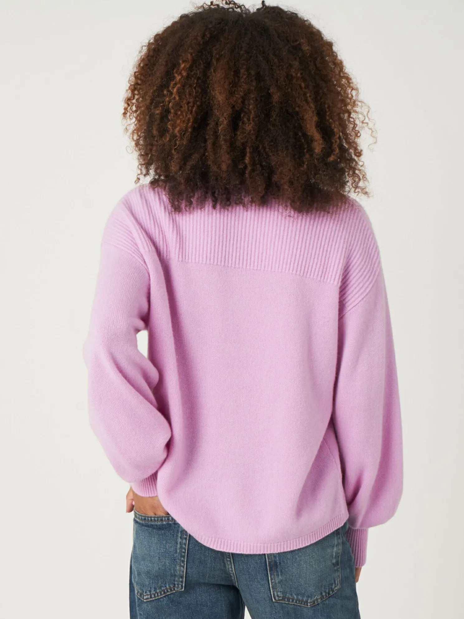 Cashmere Trui Met Kraag Met Split En Rib Detail