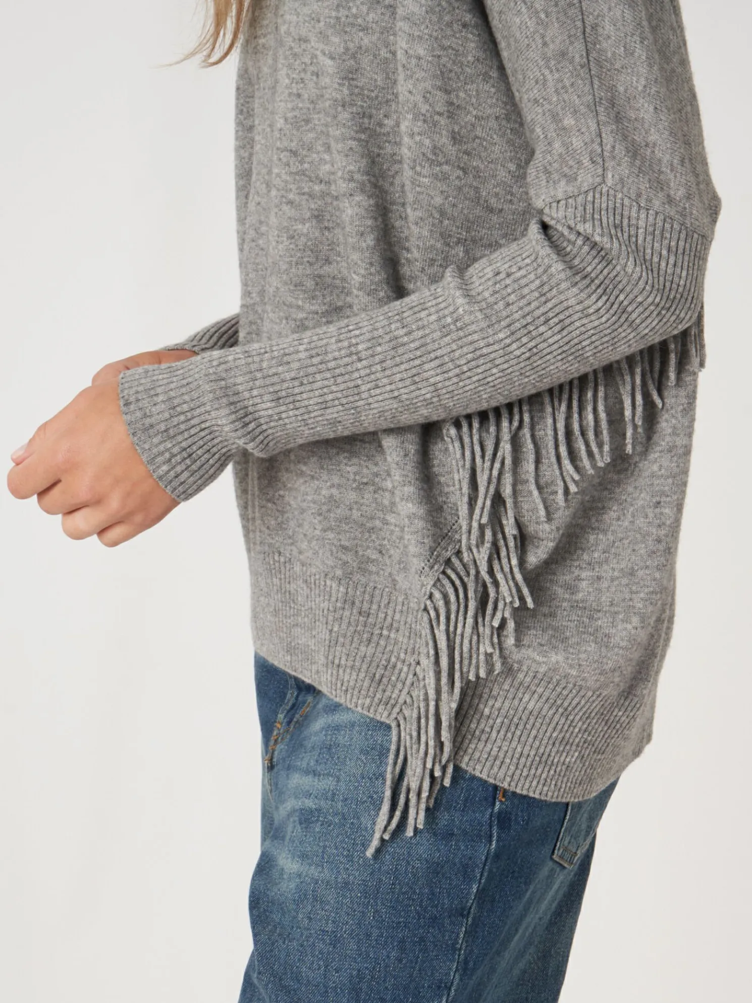 Cashmere Trui Met Franje