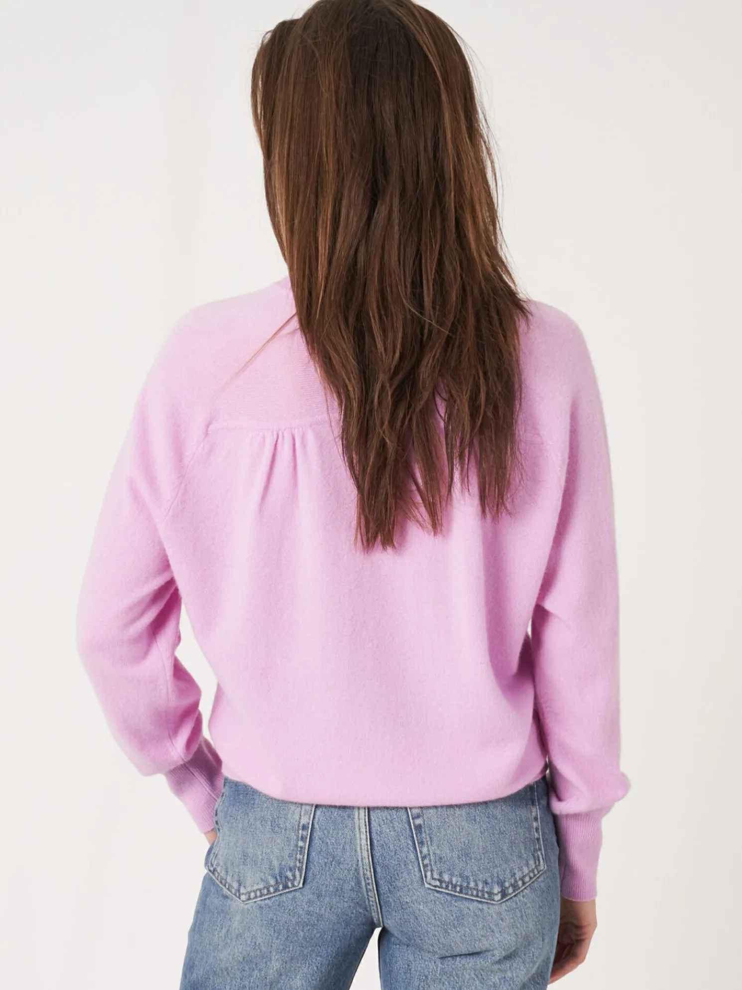 Cashmere Trui Met Baseballkraag En Halve Knoopsluiting