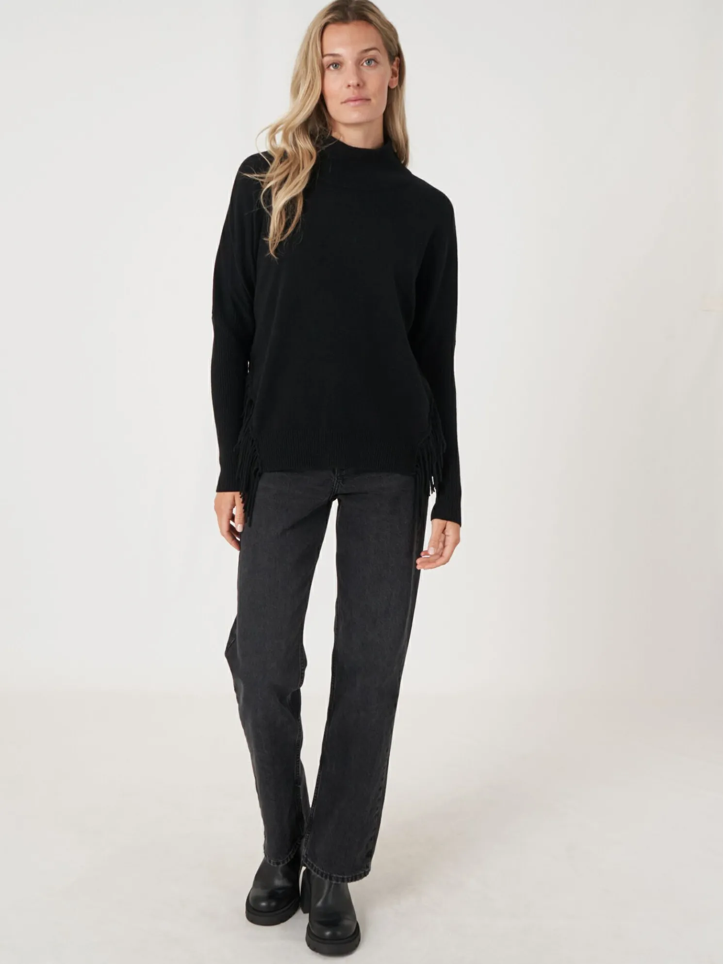 Cashmere Trui Met Franje