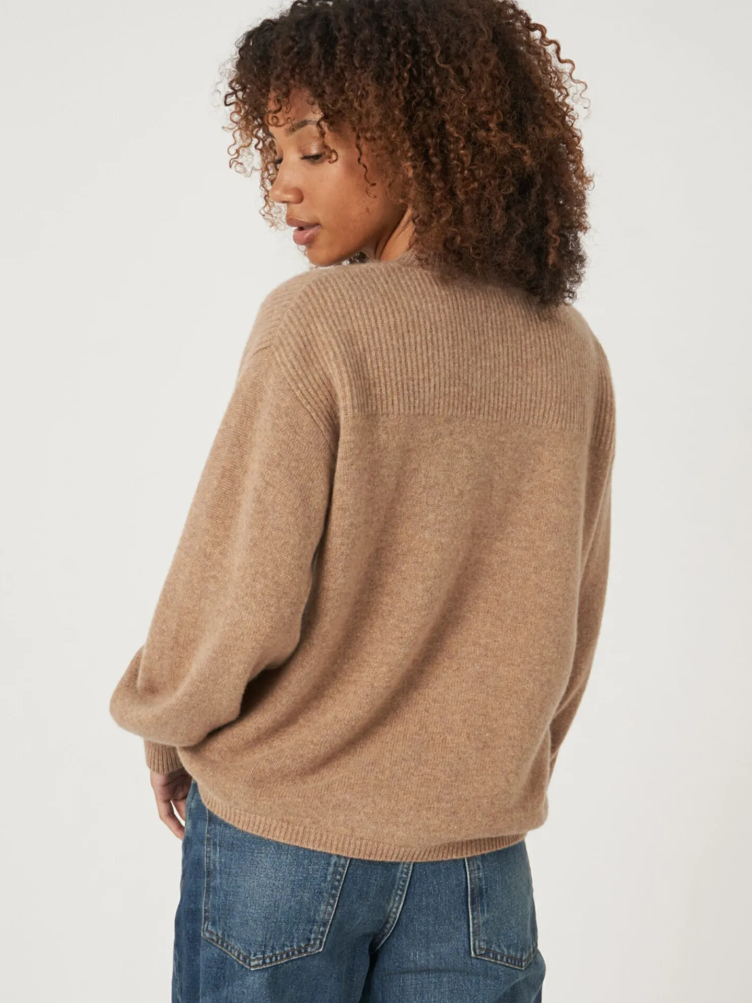 Cashmere Trui Met Kraag Met Split En Rib Detail