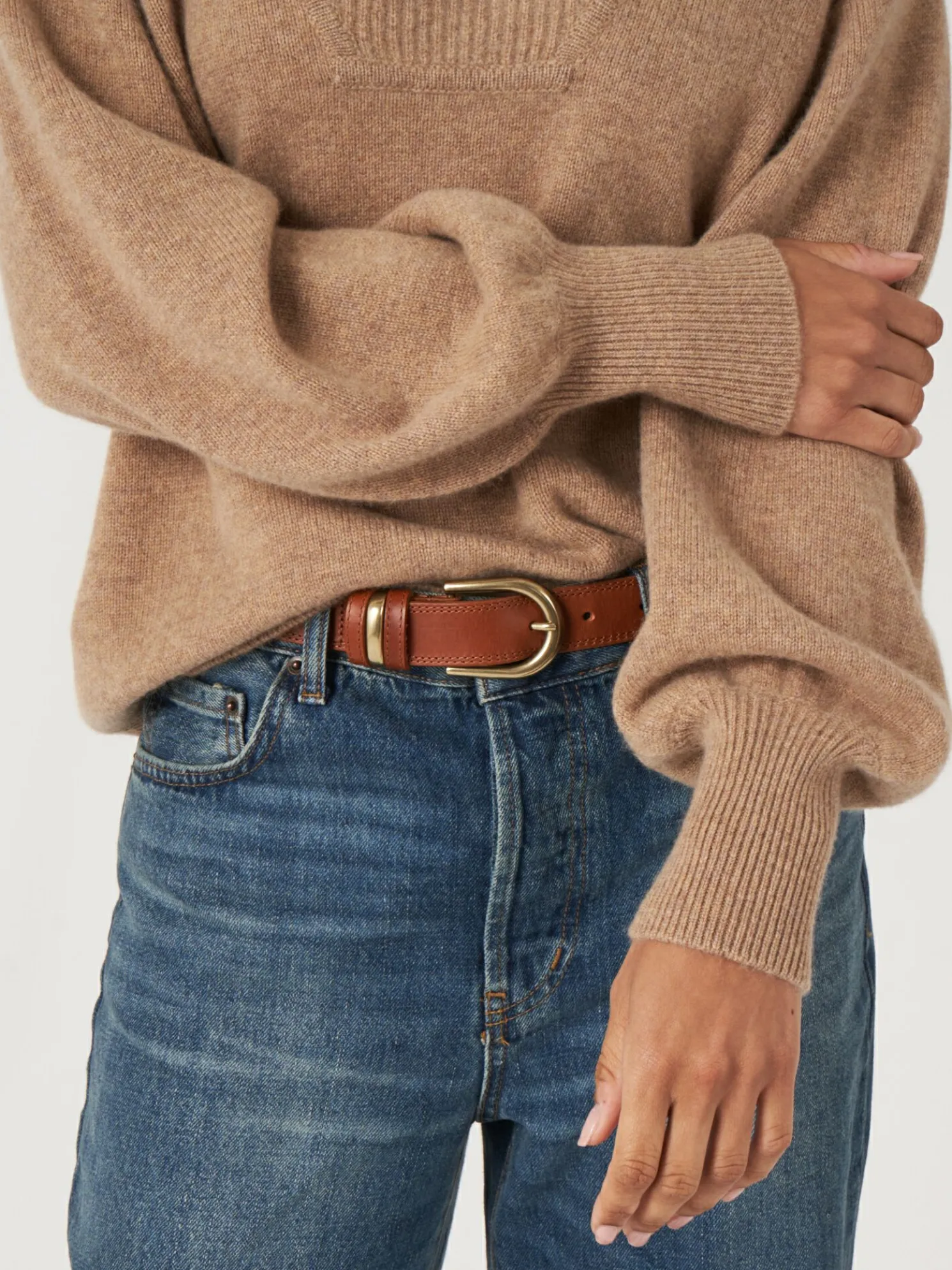 Cashmere Trui Met Kraag Met Split En Rib Detail