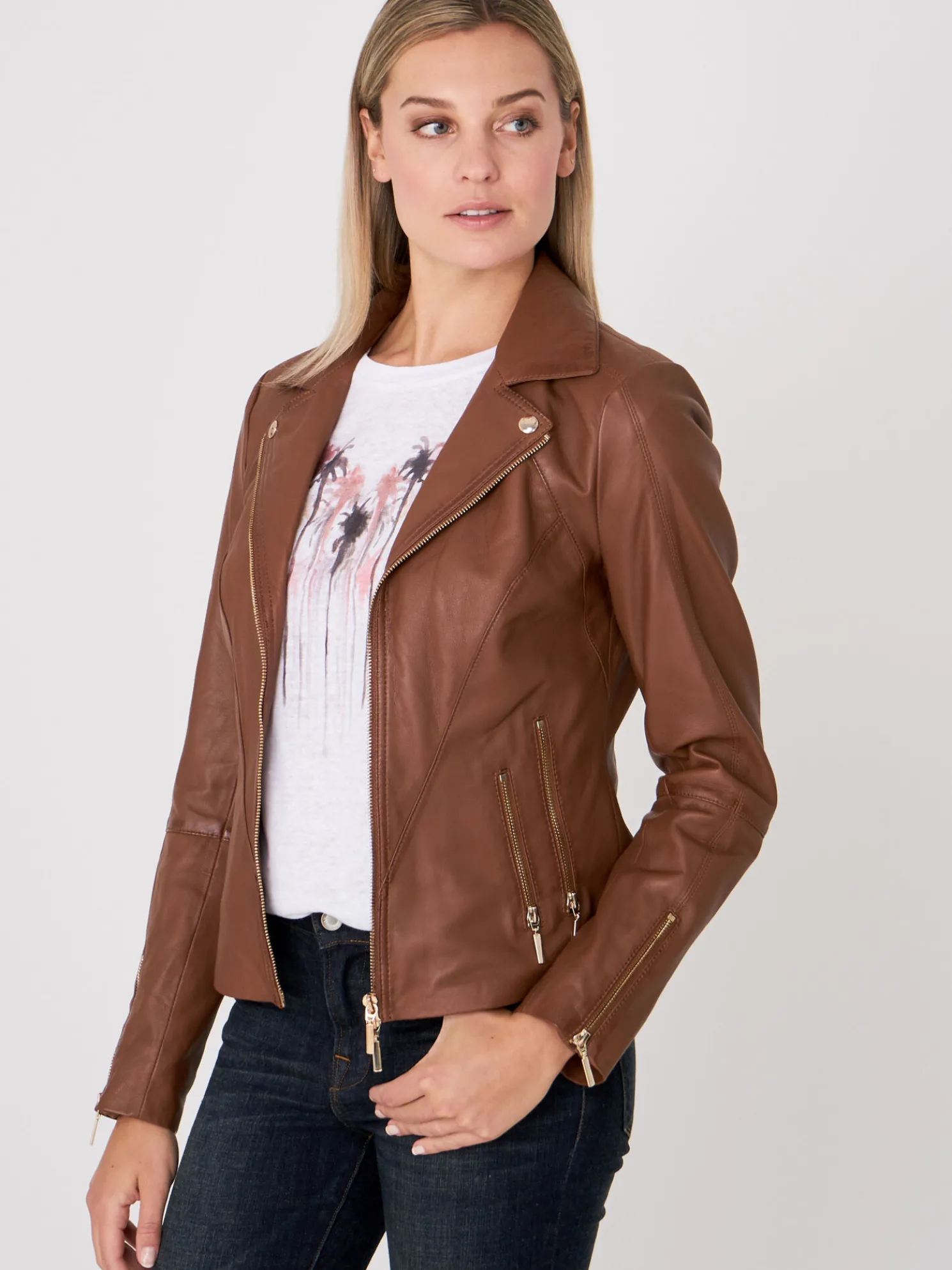 Dames Biker Jas Van Leer