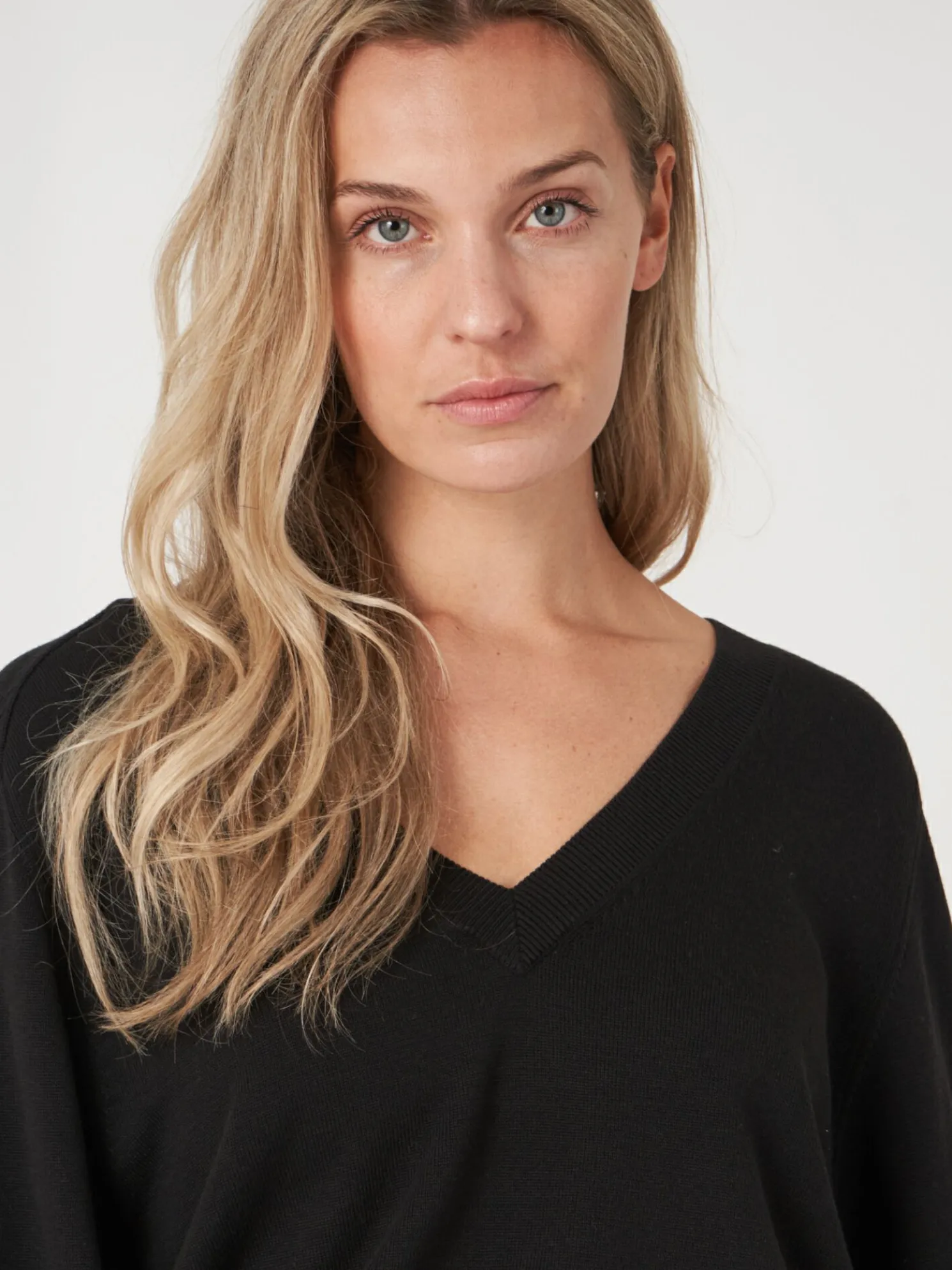 Diepe V-Hals Trui Met Zadel-Pofmouwen