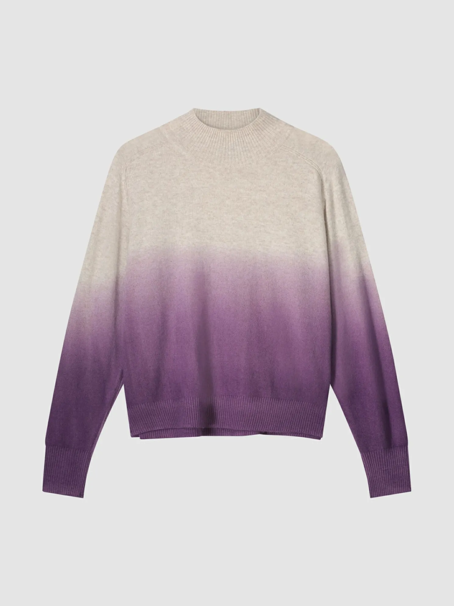 Dip Dye Cashmere Trui Met Opstaande Kraag