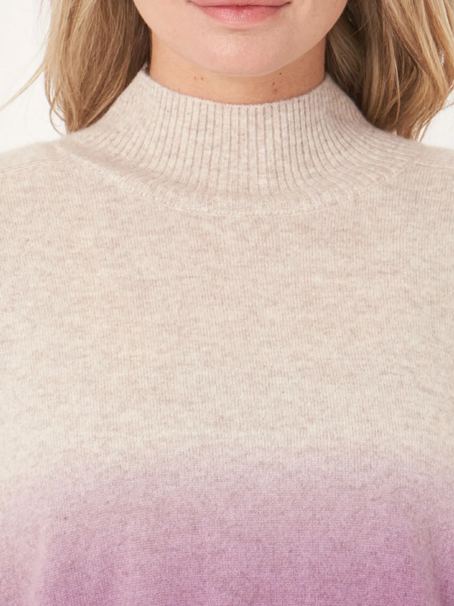 Dip Dye Cashmere Trui Met Opstaande Kraag