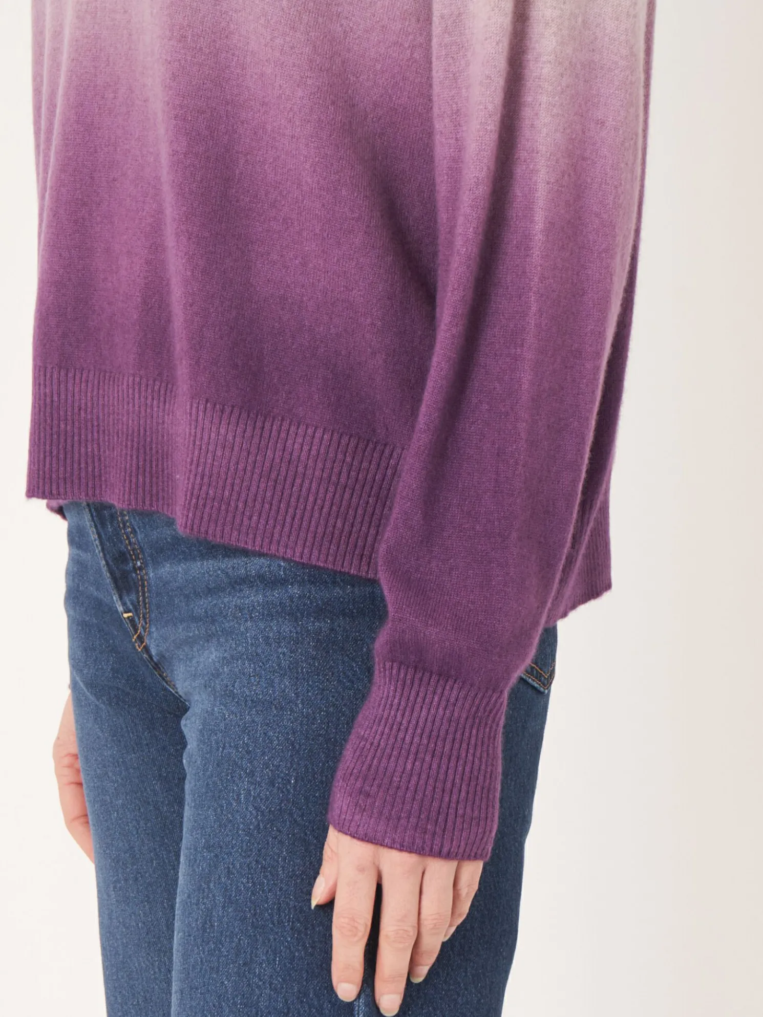 Dip Dye Cashmere Trui Met Opstaande Kraag