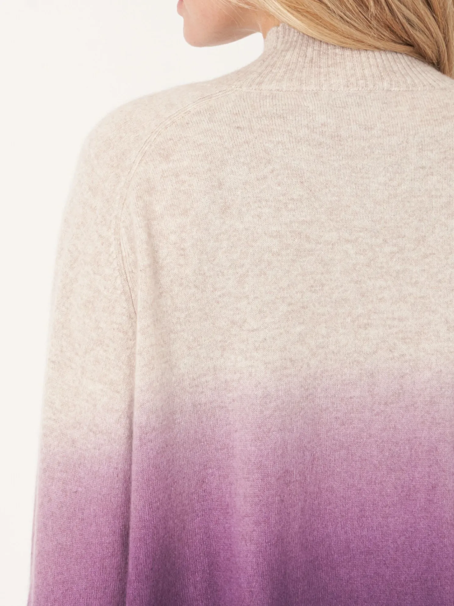 Dip Dye Cashmere Trui Met Opstaande Kraag