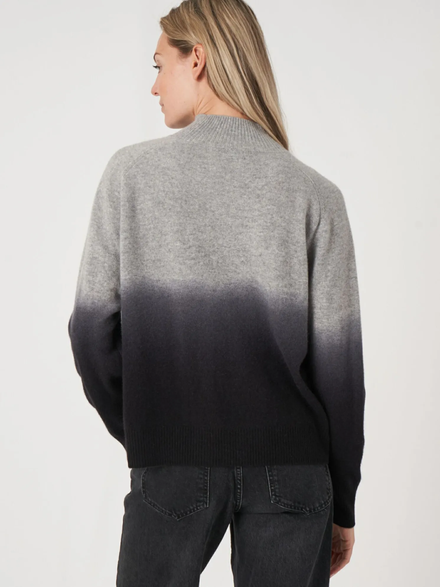 Dip Dye Cashmere Trui Met Opstaande Kraag