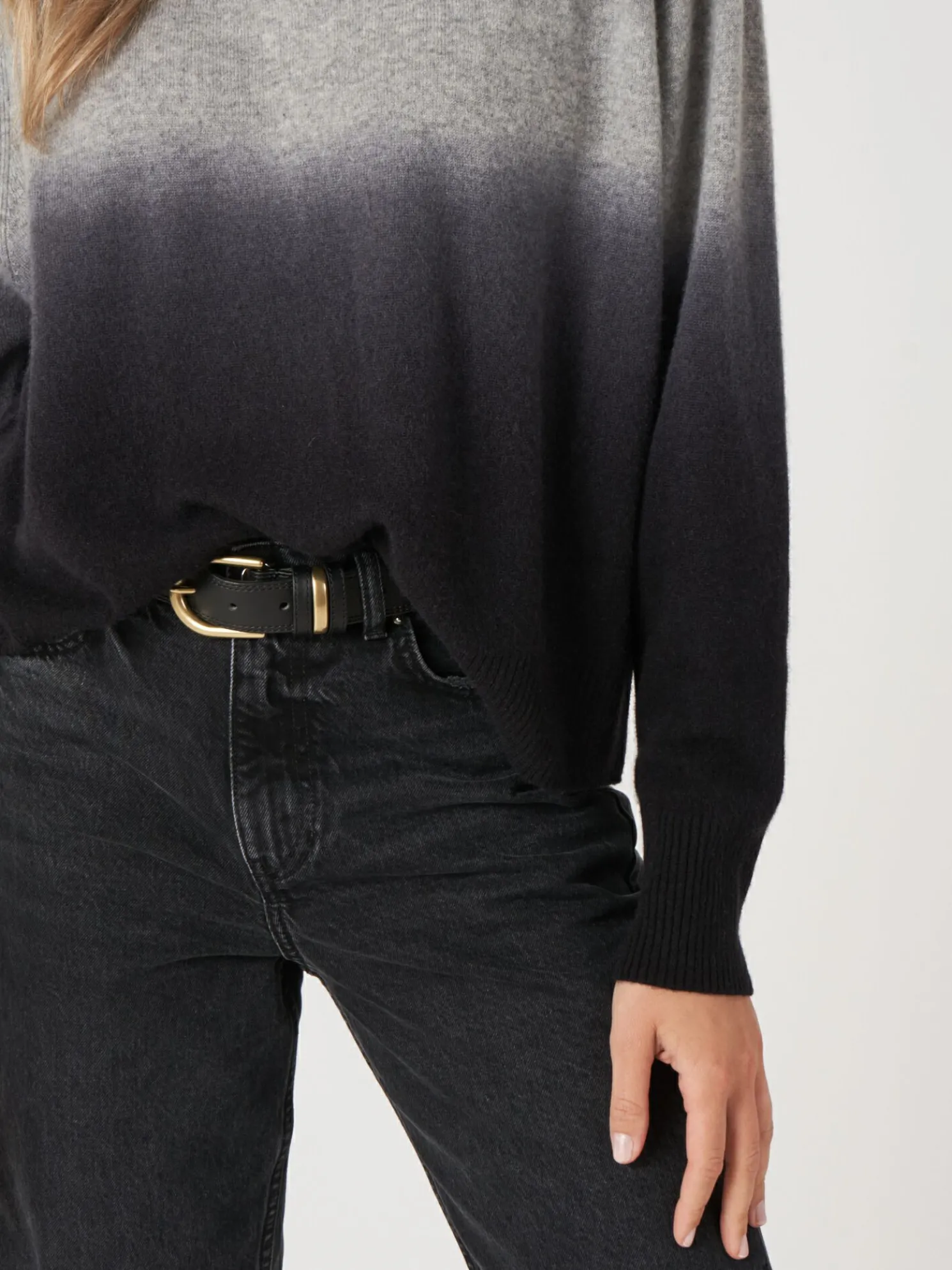 Dip Dye Cashmere Trui Met Opstaande Kraag