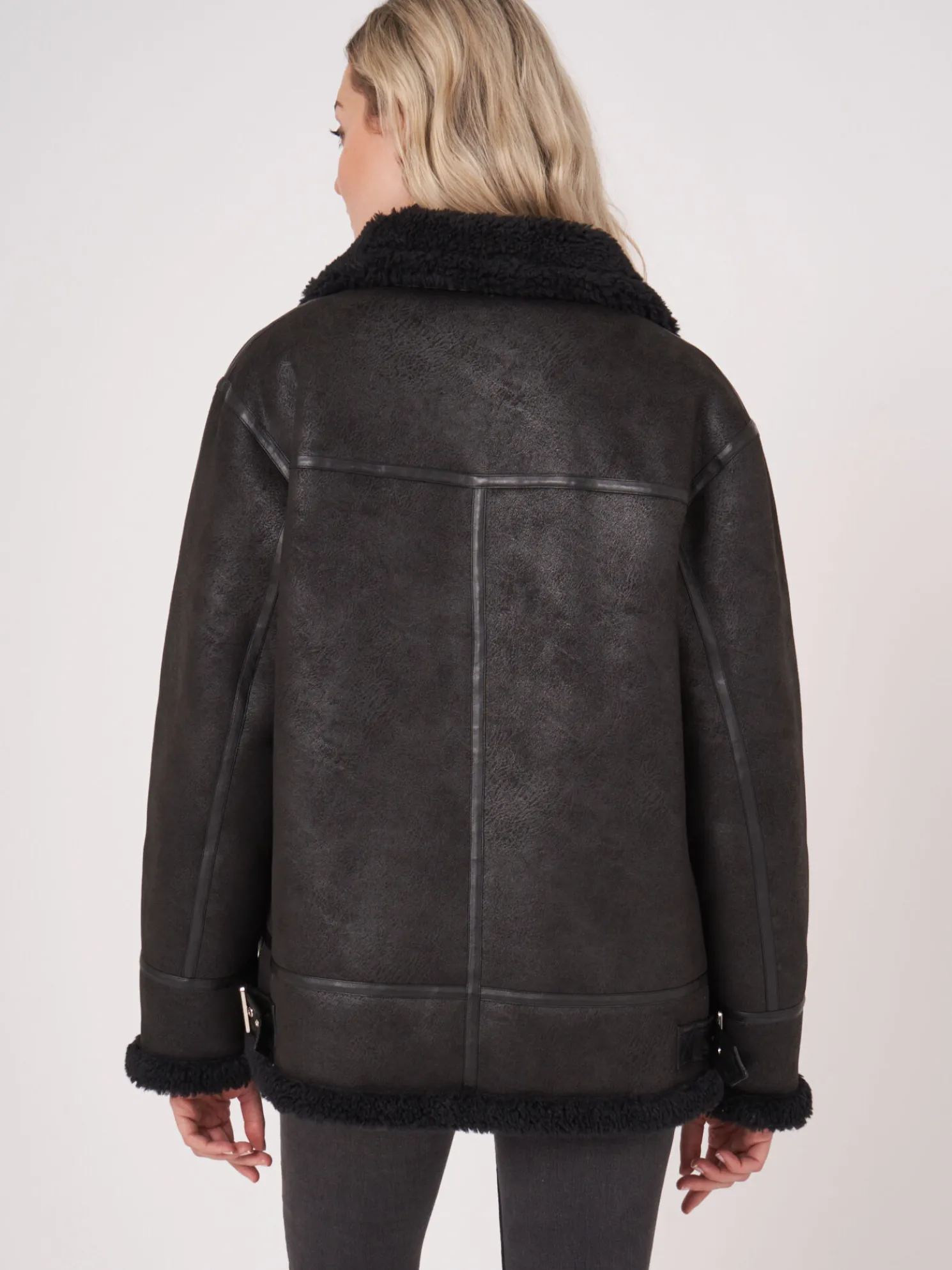 Faux Shearling Bikerjas
