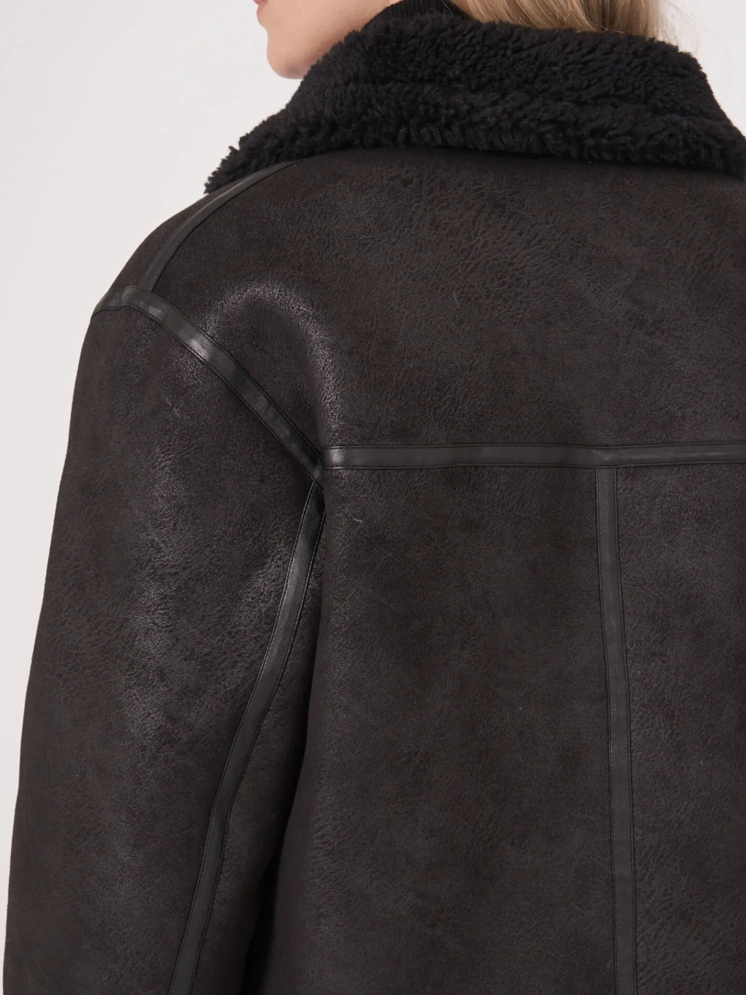 Faux Shearling Bikerjas