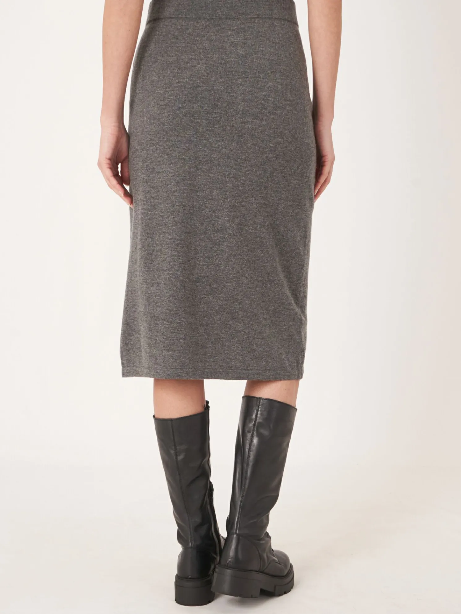 Fijn Gebreide Cashmere Rok Met Split