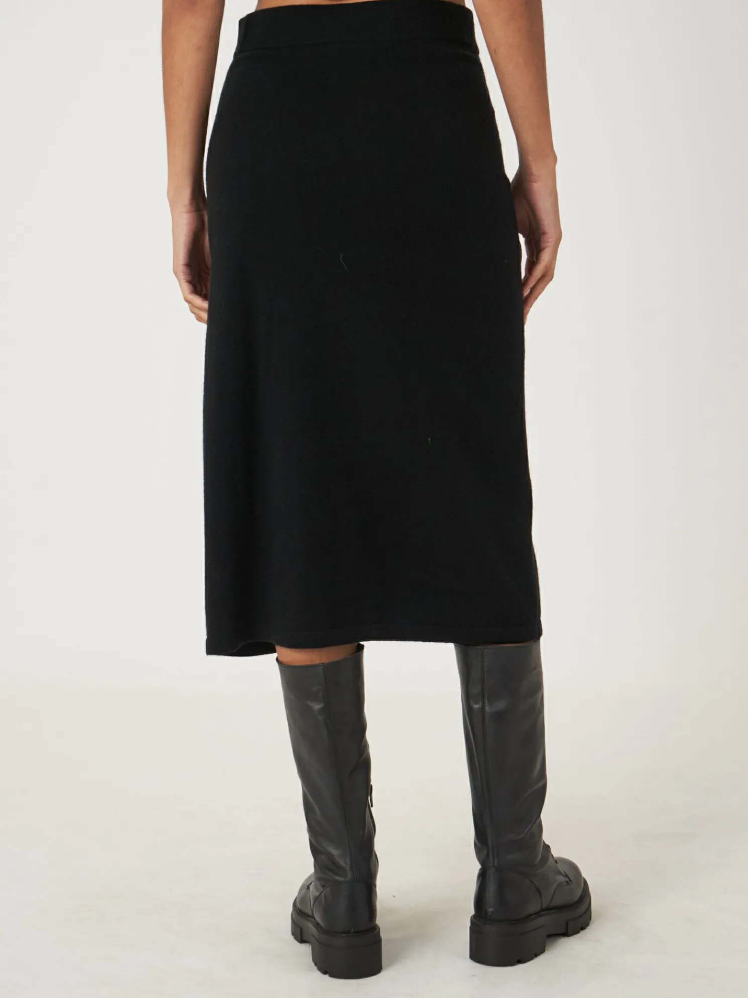 Fijn Gebreide Cashmere Rok Met Split