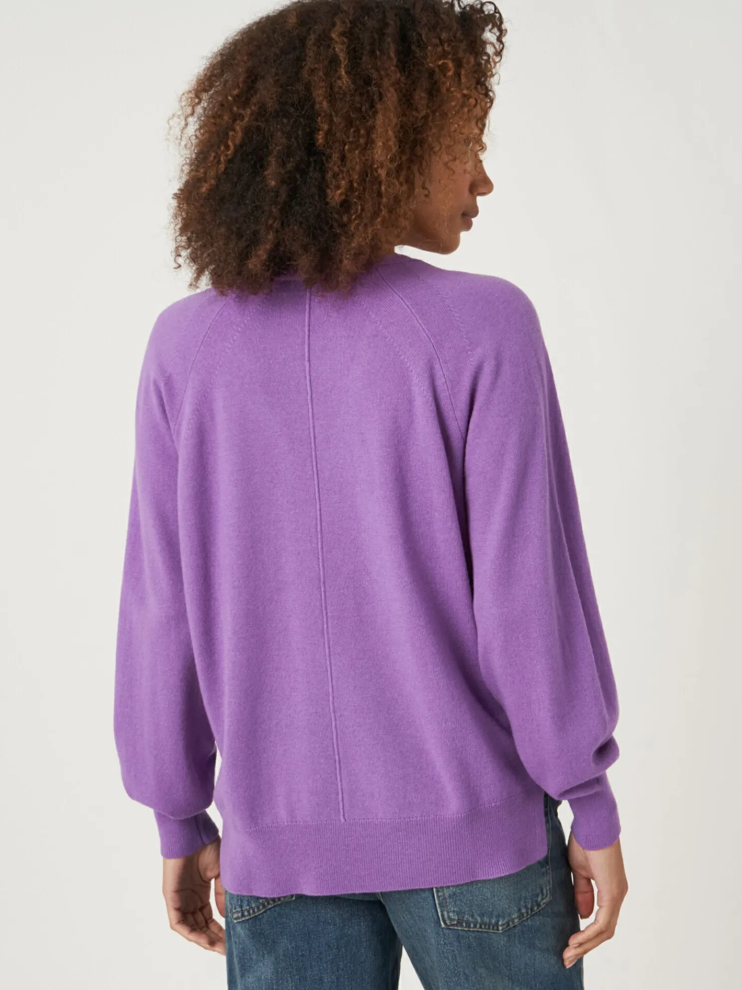 Fijn Gebreide V-Hals Trui Met Zijsplitten