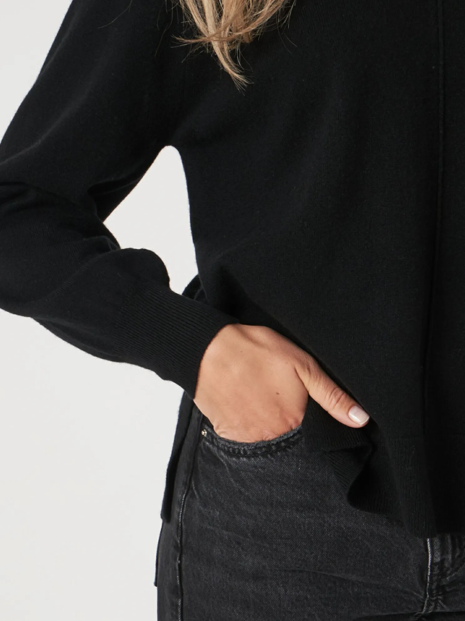 Fijn Gebreide V-Hals Trui Met Zijsplitten