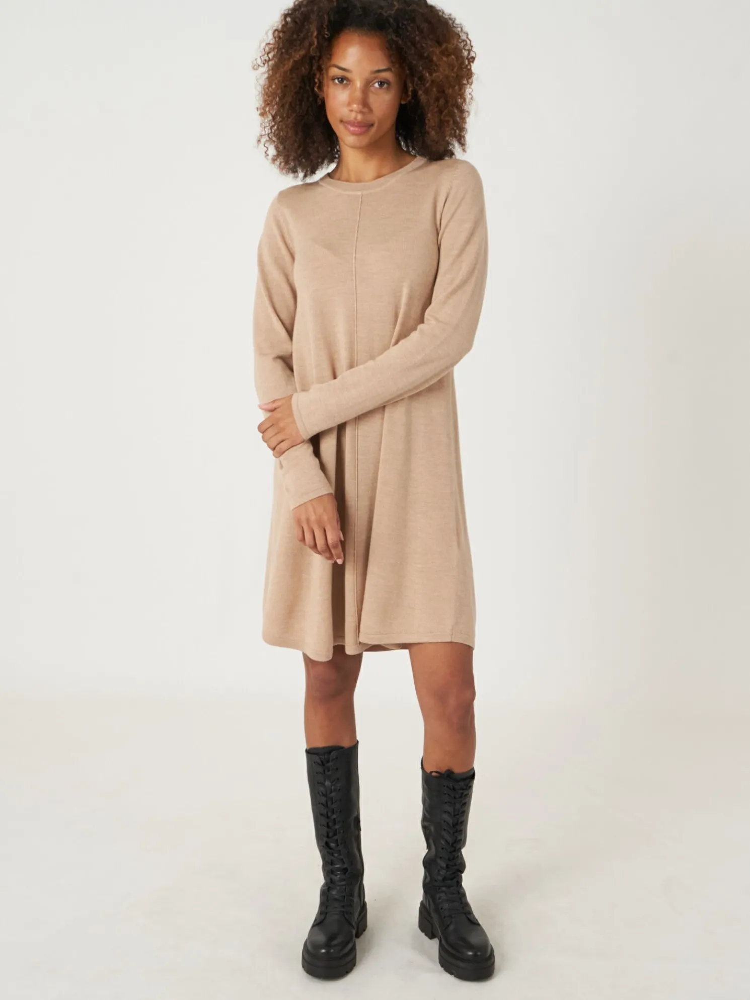 Gebreide A-Lijn Jurk Van Merinowol