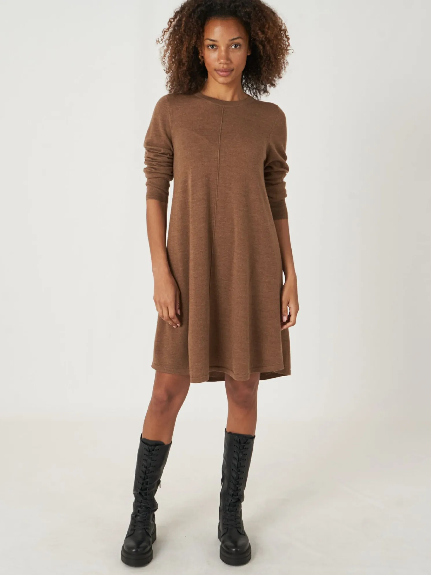 Gebreide A-Lijn Jurk Van Merinowol