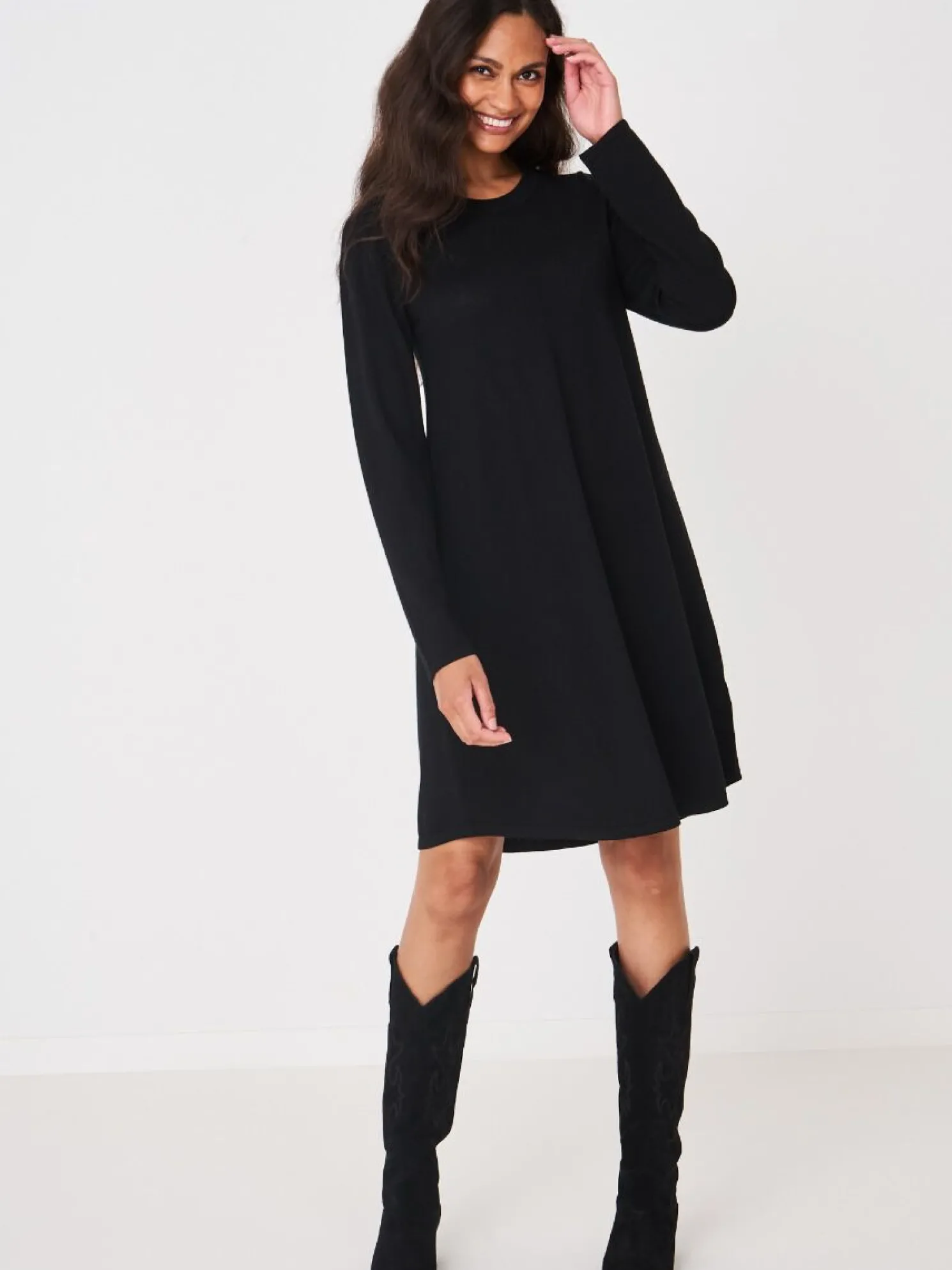 Gebreide A-Lijn Jurk Van Merinowol