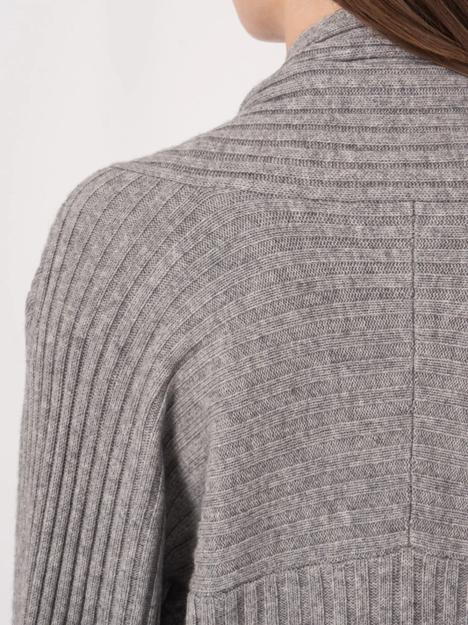 Geribd Open Vest Met Sjaalkraag En 3/4 Mouwen Met Omslag