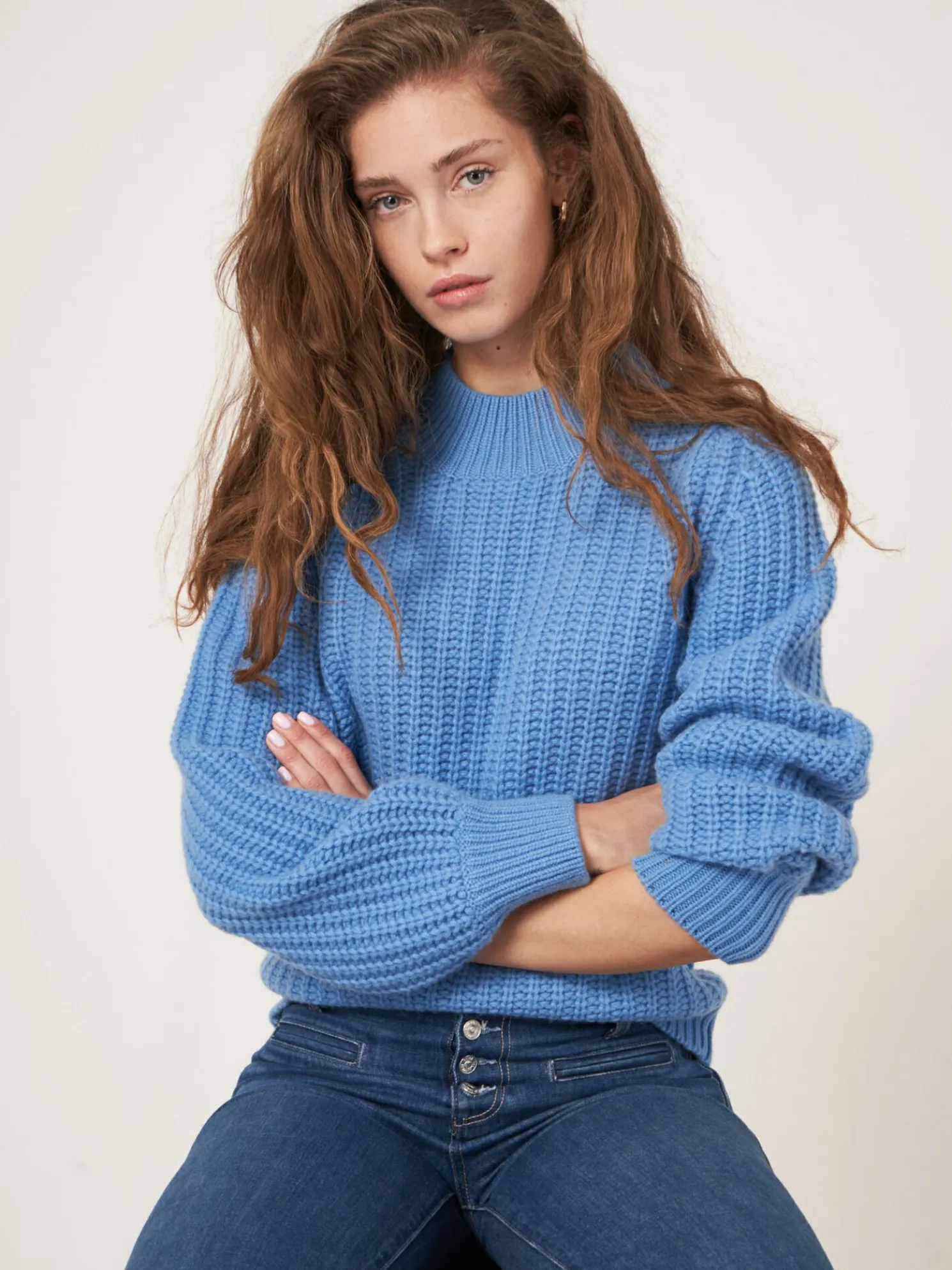 Grof Gebreide Cashmere Trui Met Rib