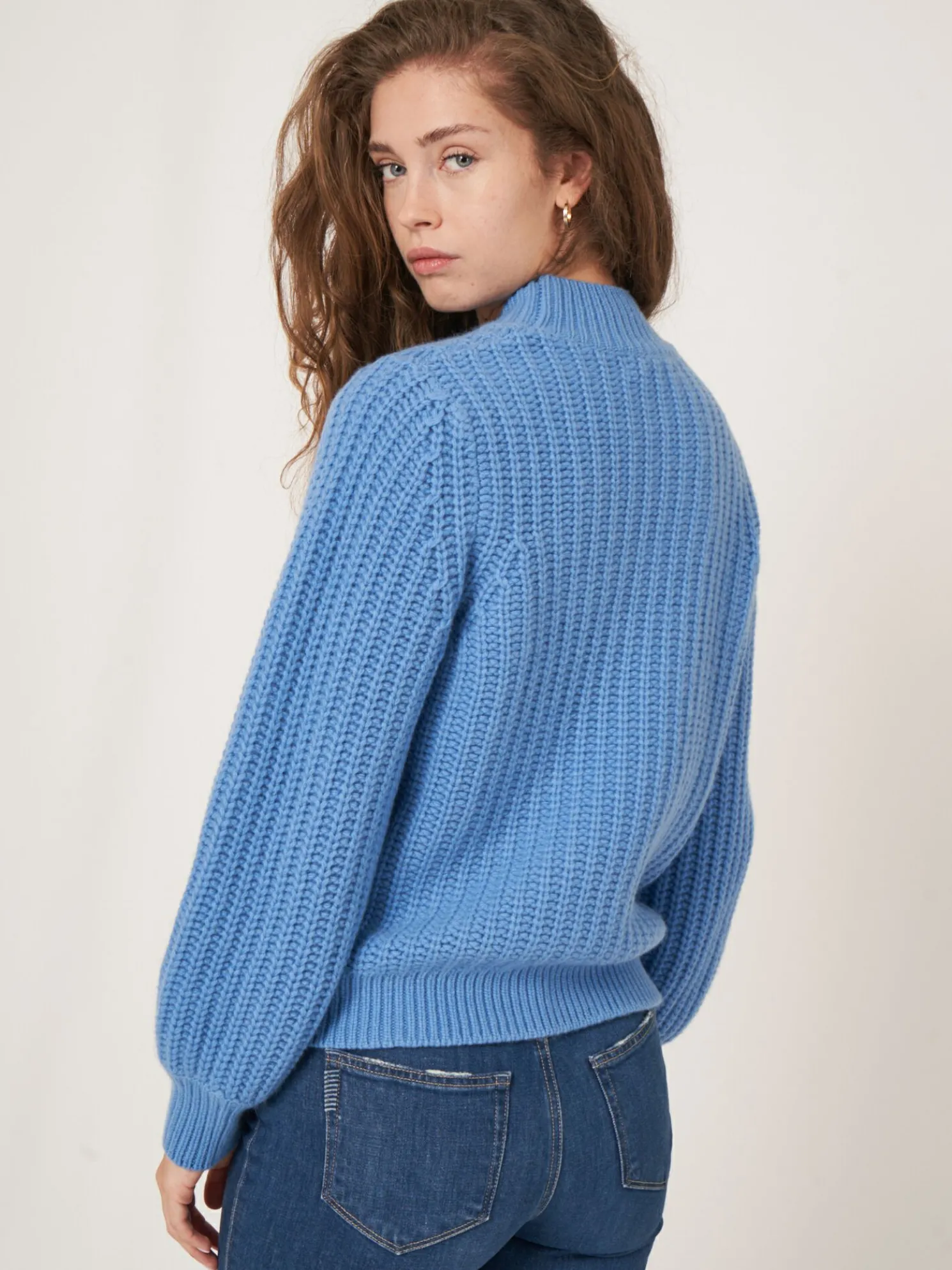 Grof Gebreide Cashmere Trui Met Rib