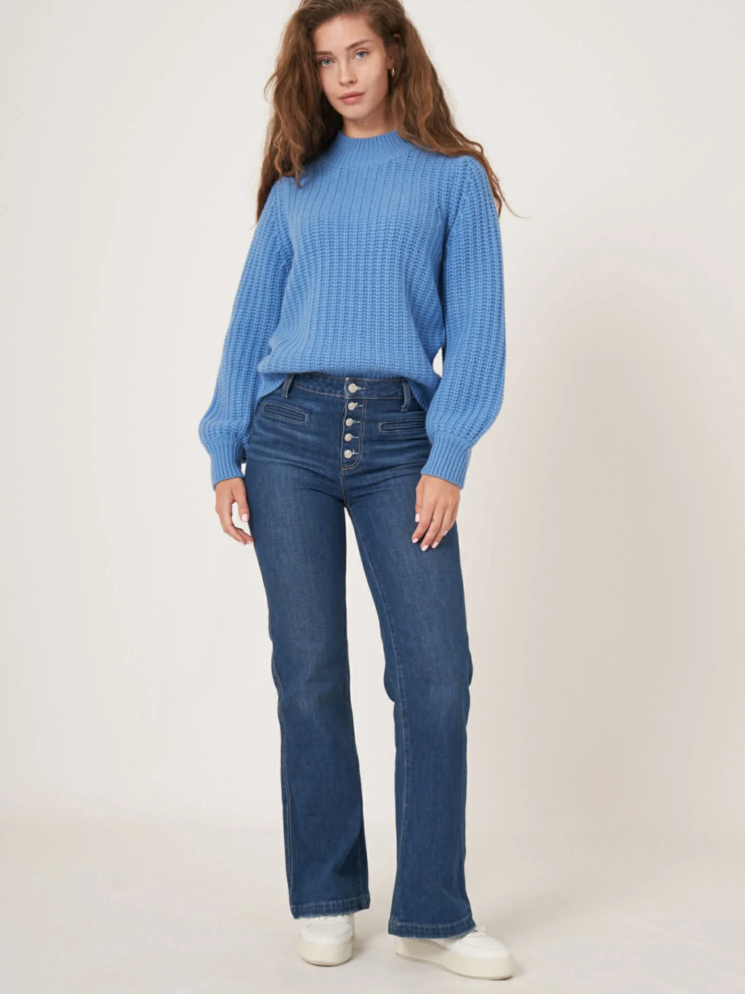 Grof Gebreide Cashmere Trui Met Rib