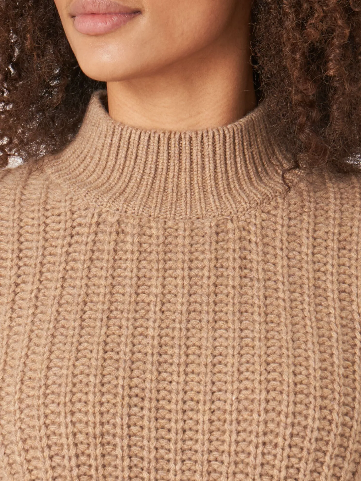 Grof Gebreide Cashmere Trui Met Rib