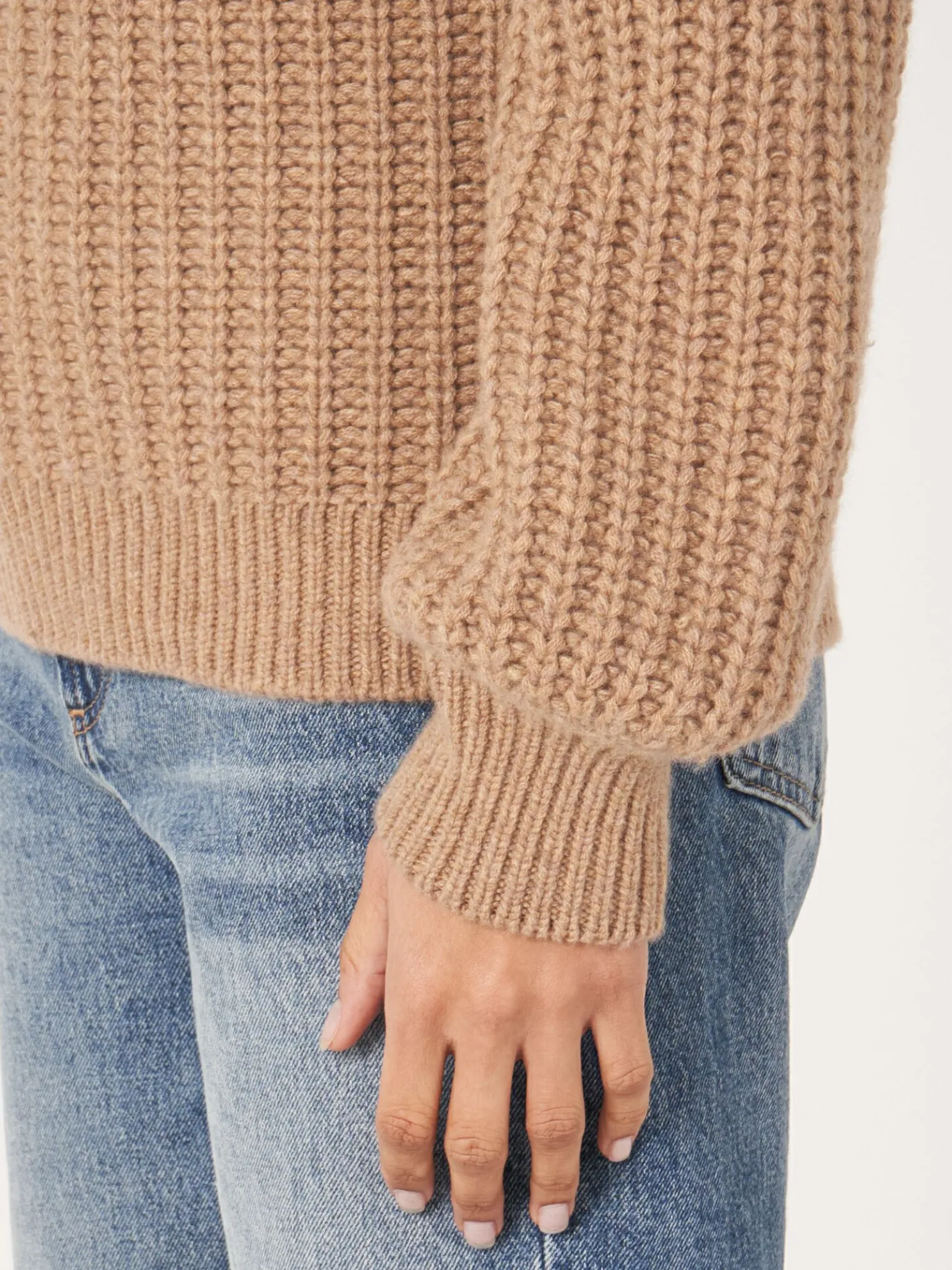 Grof Gebreide Cashmere Trui Met Rib