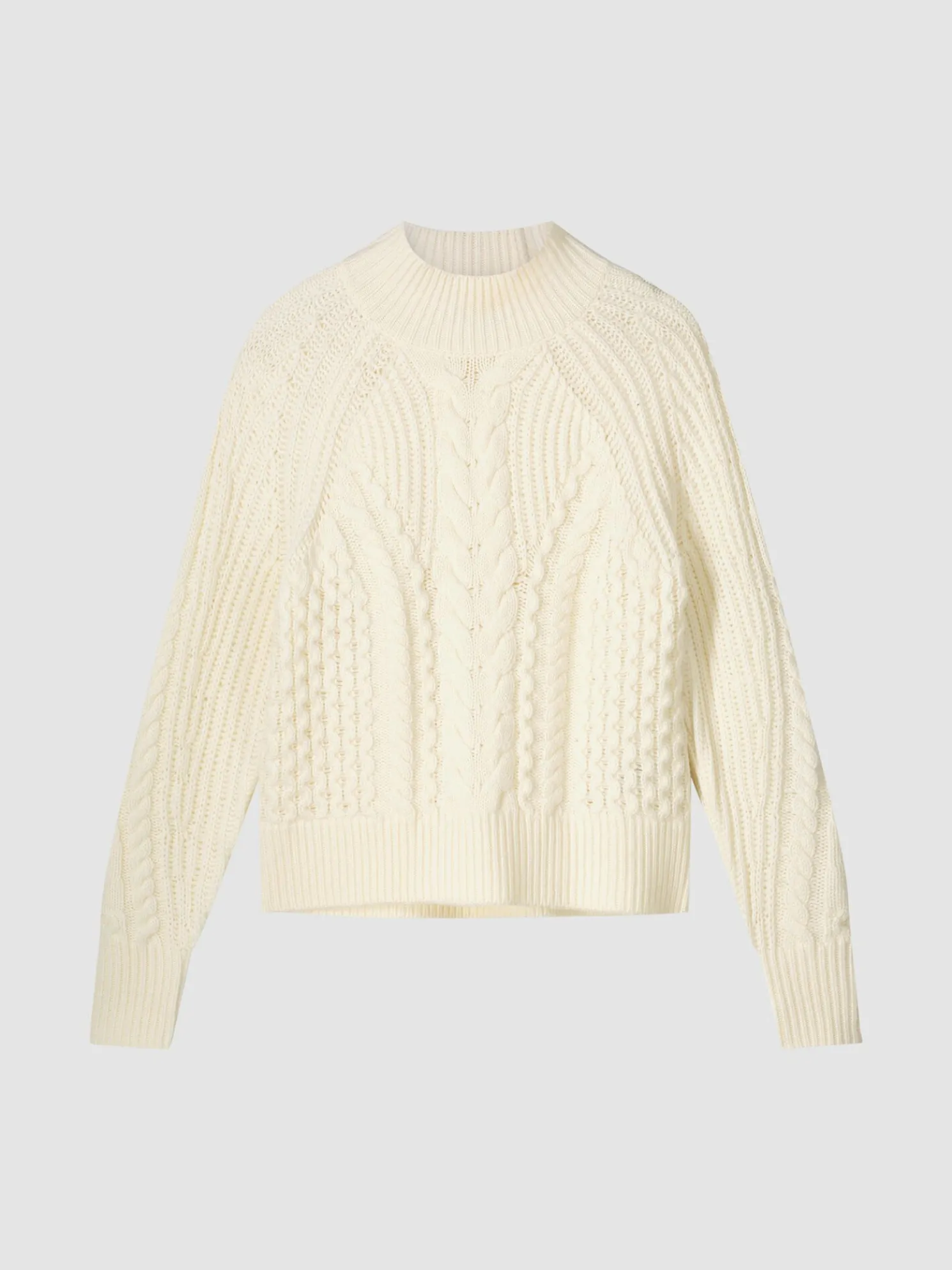 Kabeltrui Van Merinowol Met Opstaande Kraag